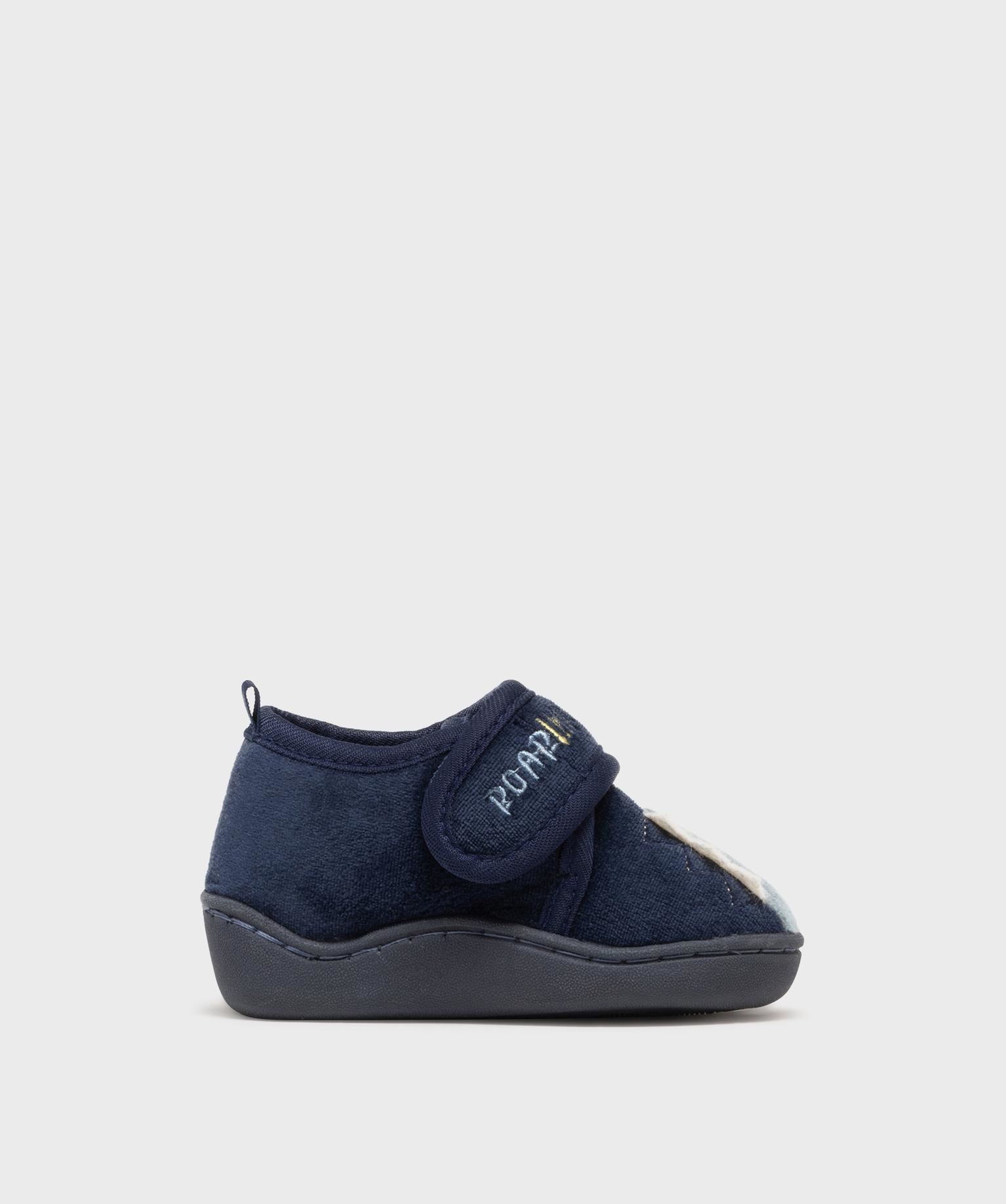 chaussons montants en velours avec motif dinosaure bebe garcon bleu
