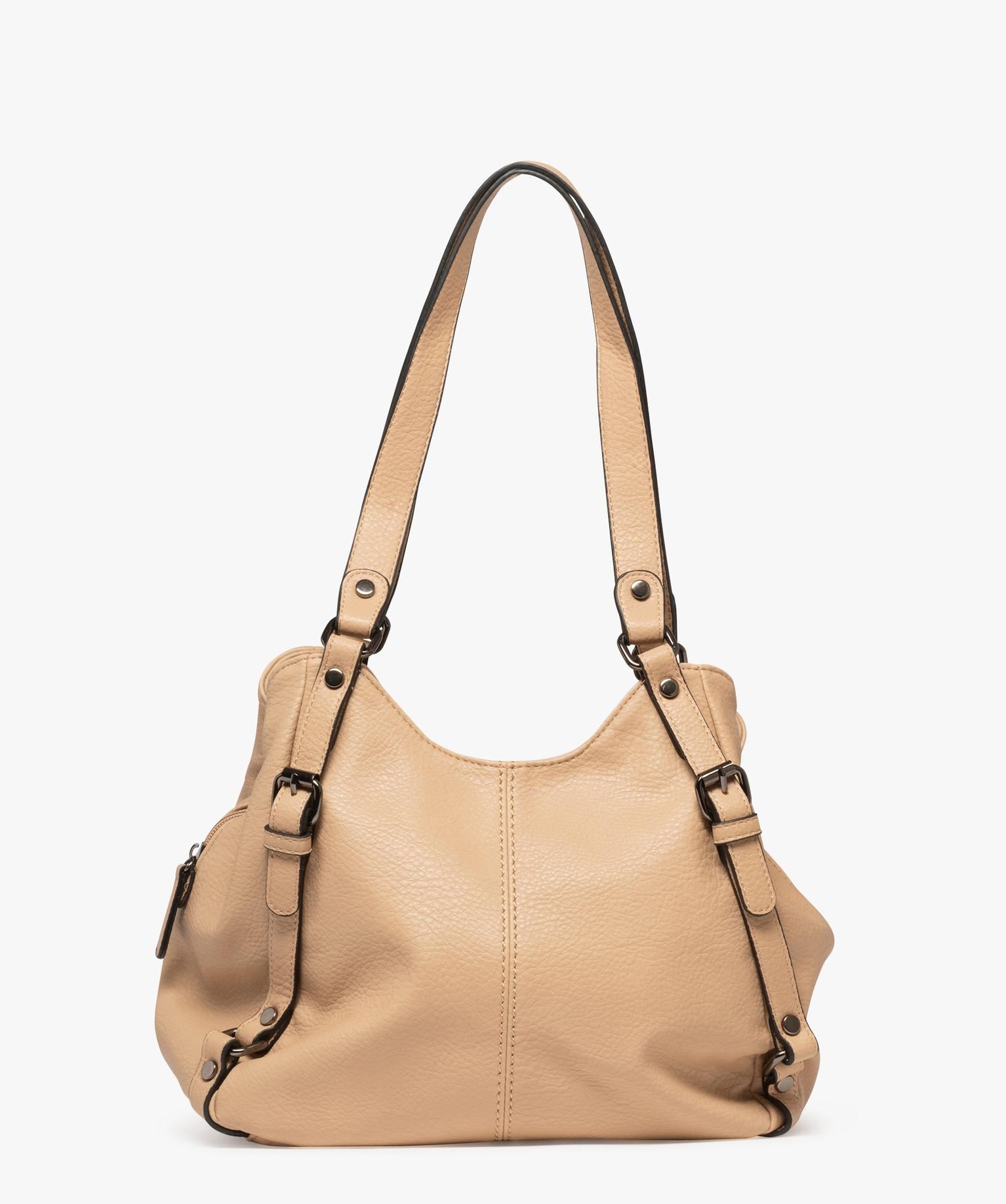Gemo Sac Ã Main Femme Beige Sac A Main Grand Format En Matiere Grainee Et  Souple Femme Beige