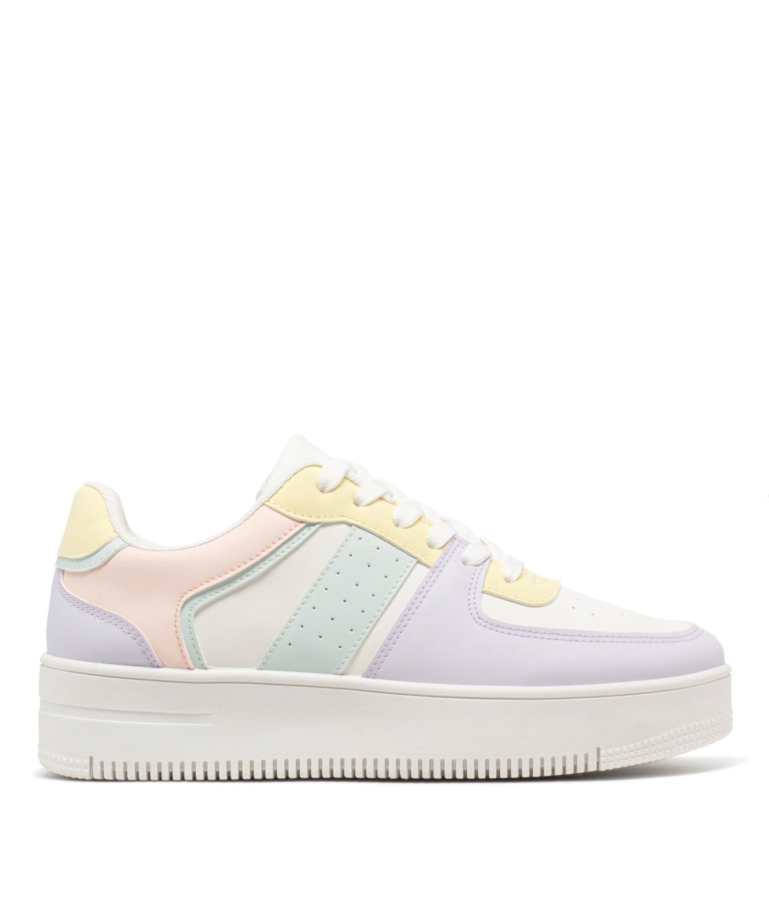 baskets basses multicolores a semelle plateforme femme blanc
