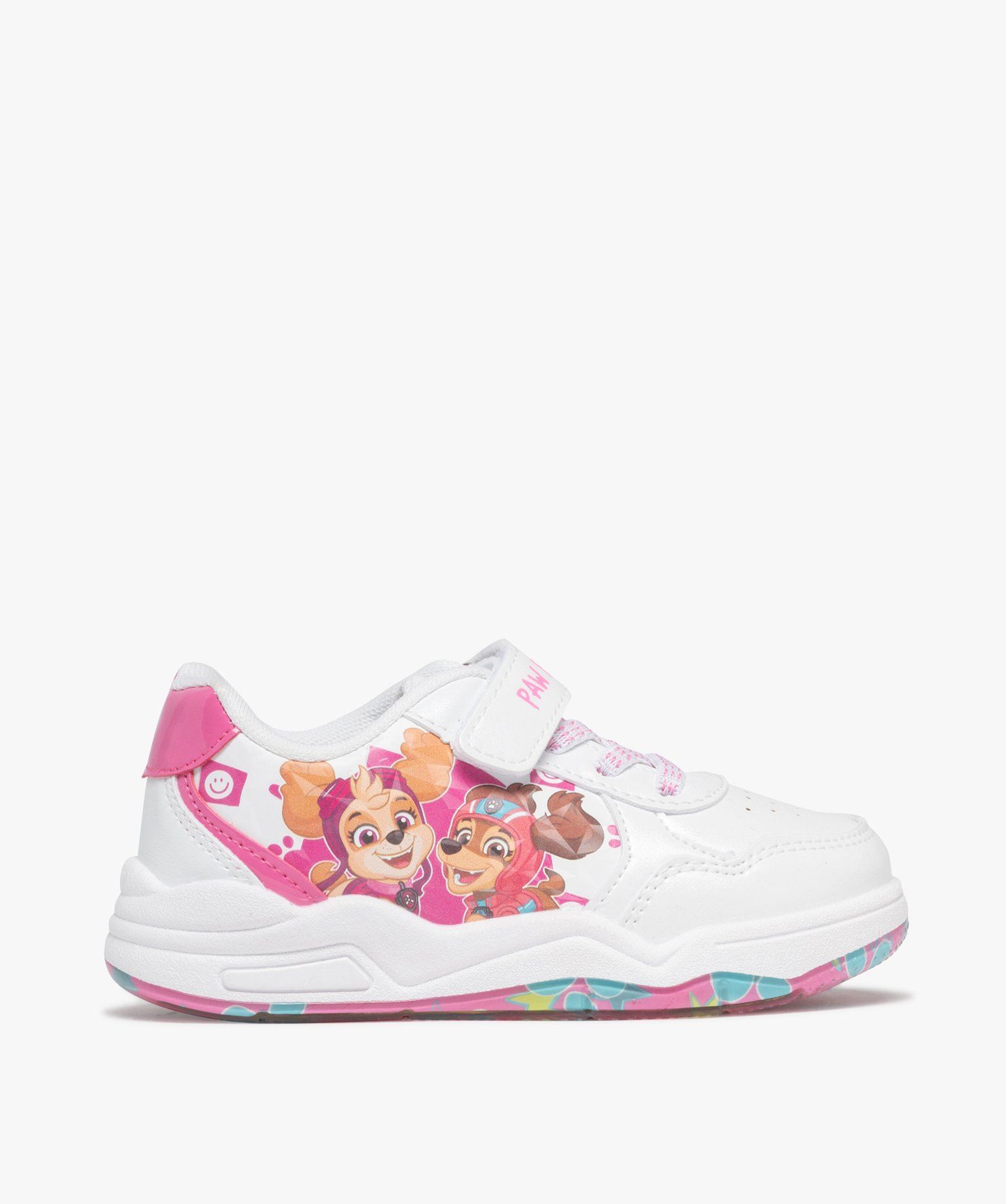 baskets basses a lacets elastiques et scratch fille - la patpatrouille blanc standard baskets