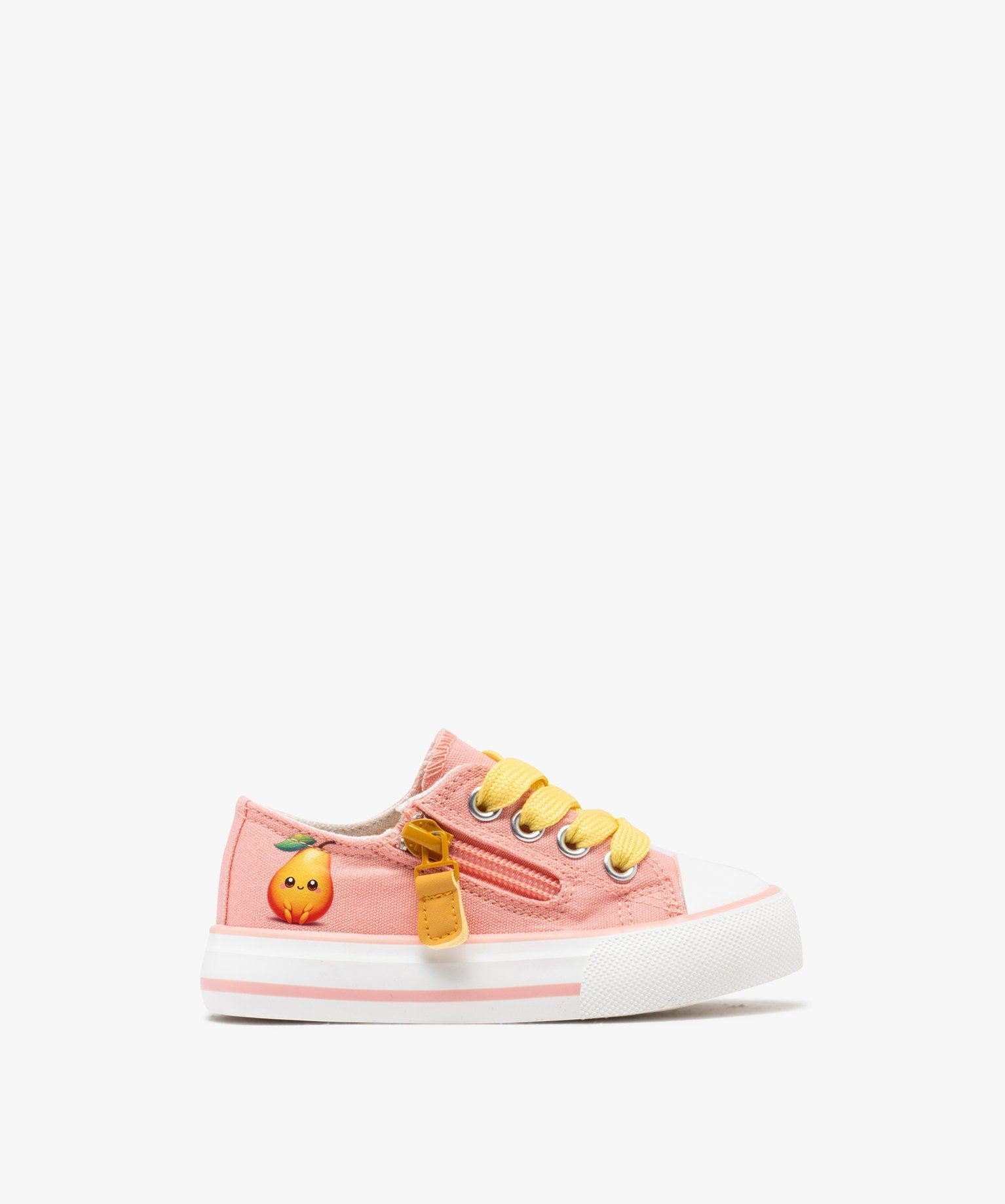 baskets basses en toile a lacets et zip bebe fille orange vif baskets et tennis