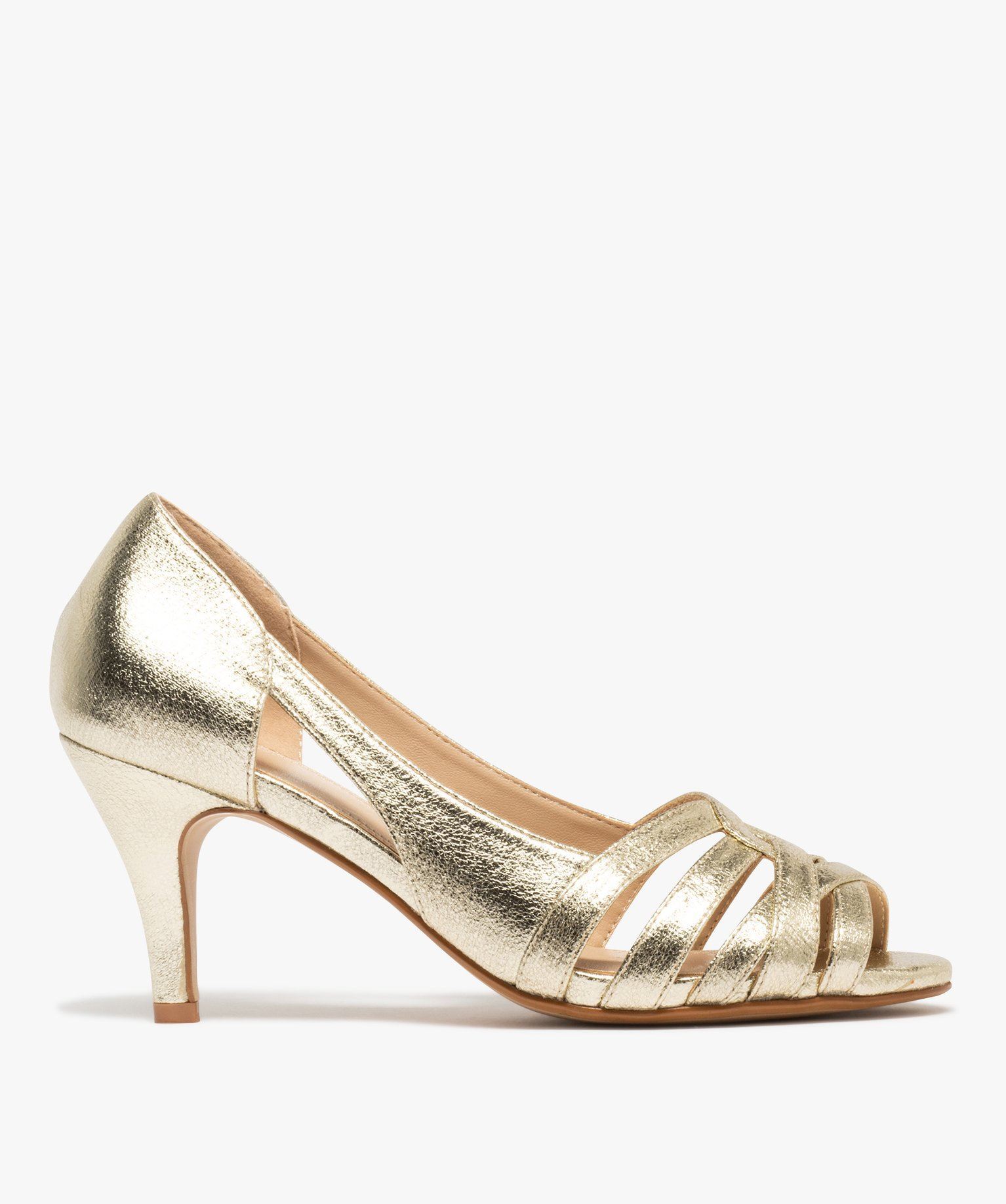 sandales metallisees a talon fin femme - valentina baldano dore sandales a talon