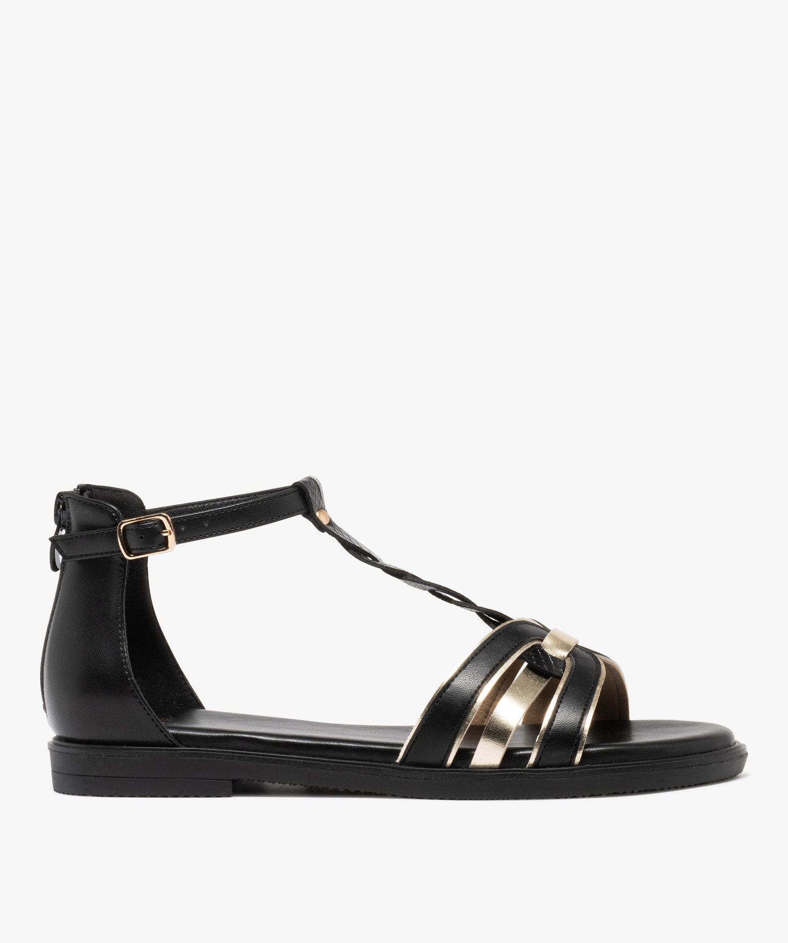 sandales multibrides a talon ferme femme noir standard sandales plates et nu-pieds