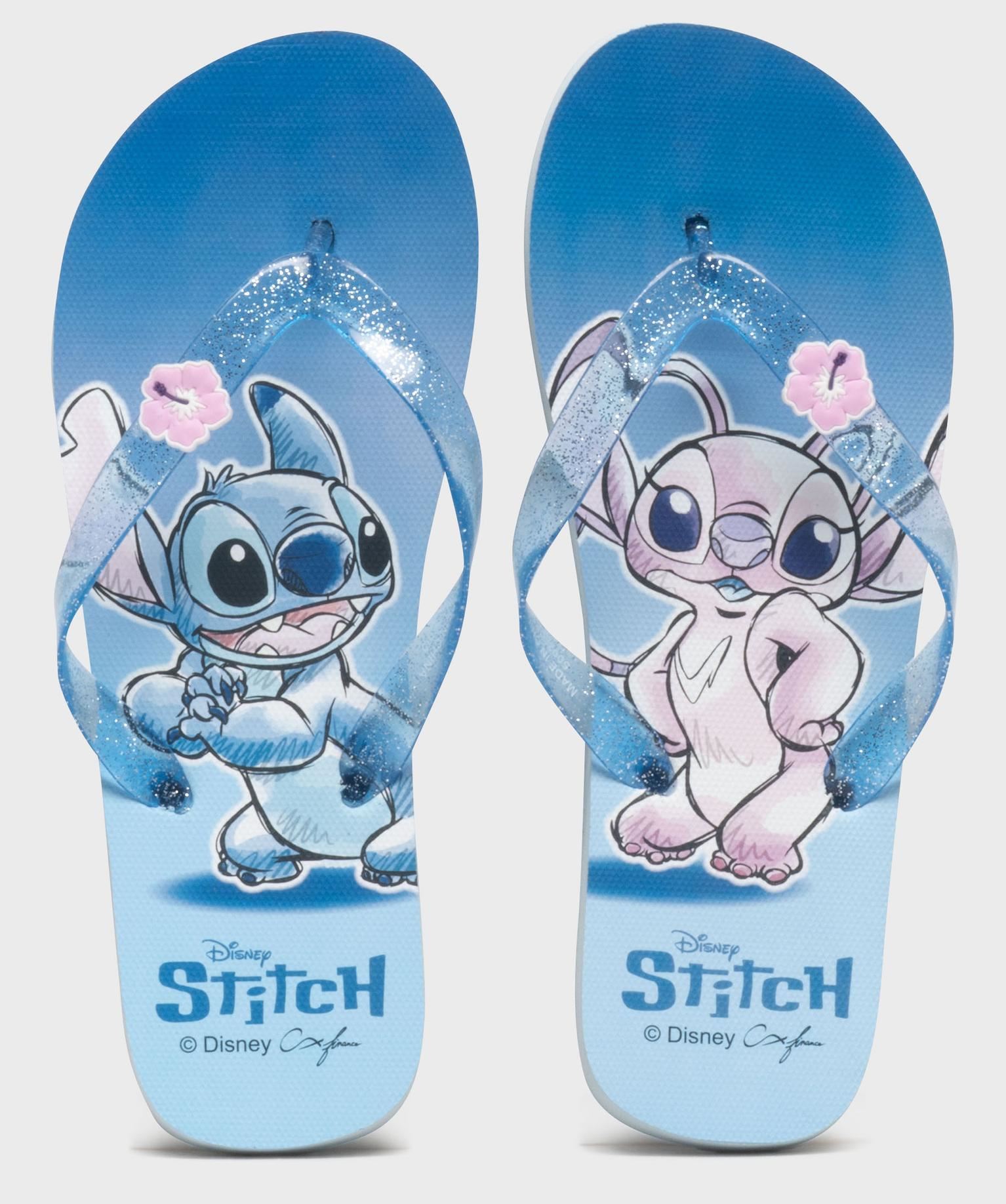 tongs stitch a brides pailletees femme - disney bleu