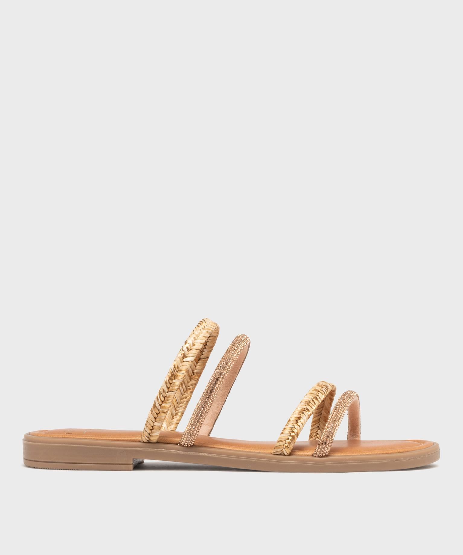 mules plates a fines brides fantaisie femme rose sandales plates et nu-pieds