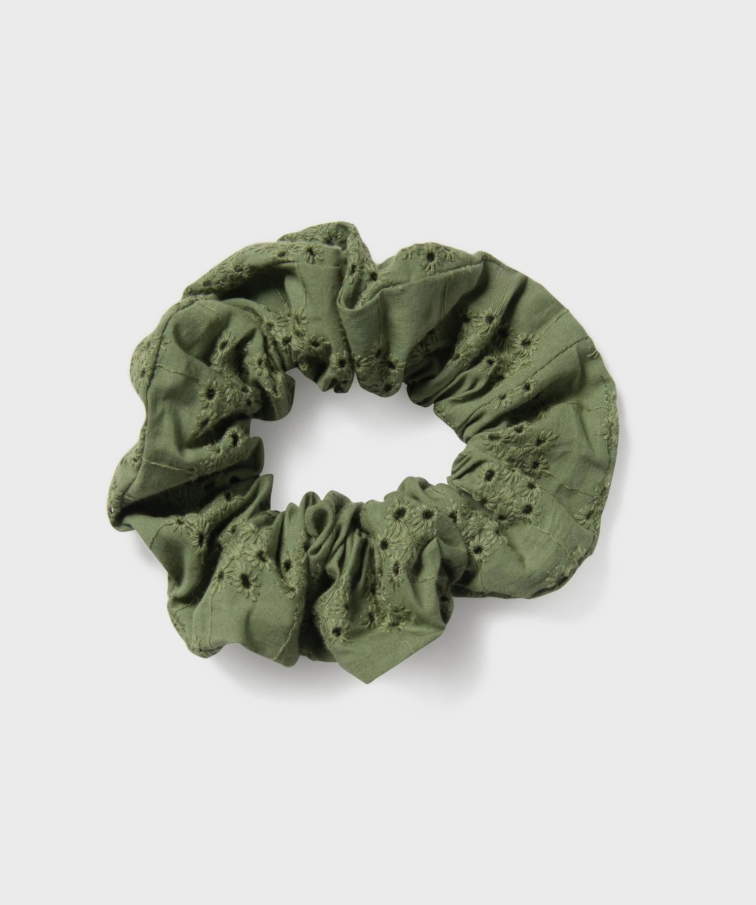 chouchou cheveux brode femme kaki standard accessoires cheveux