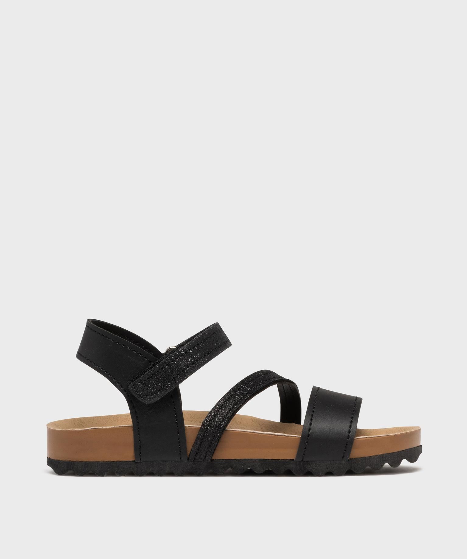 sandales multibrides pailletees legeres fille noir vif