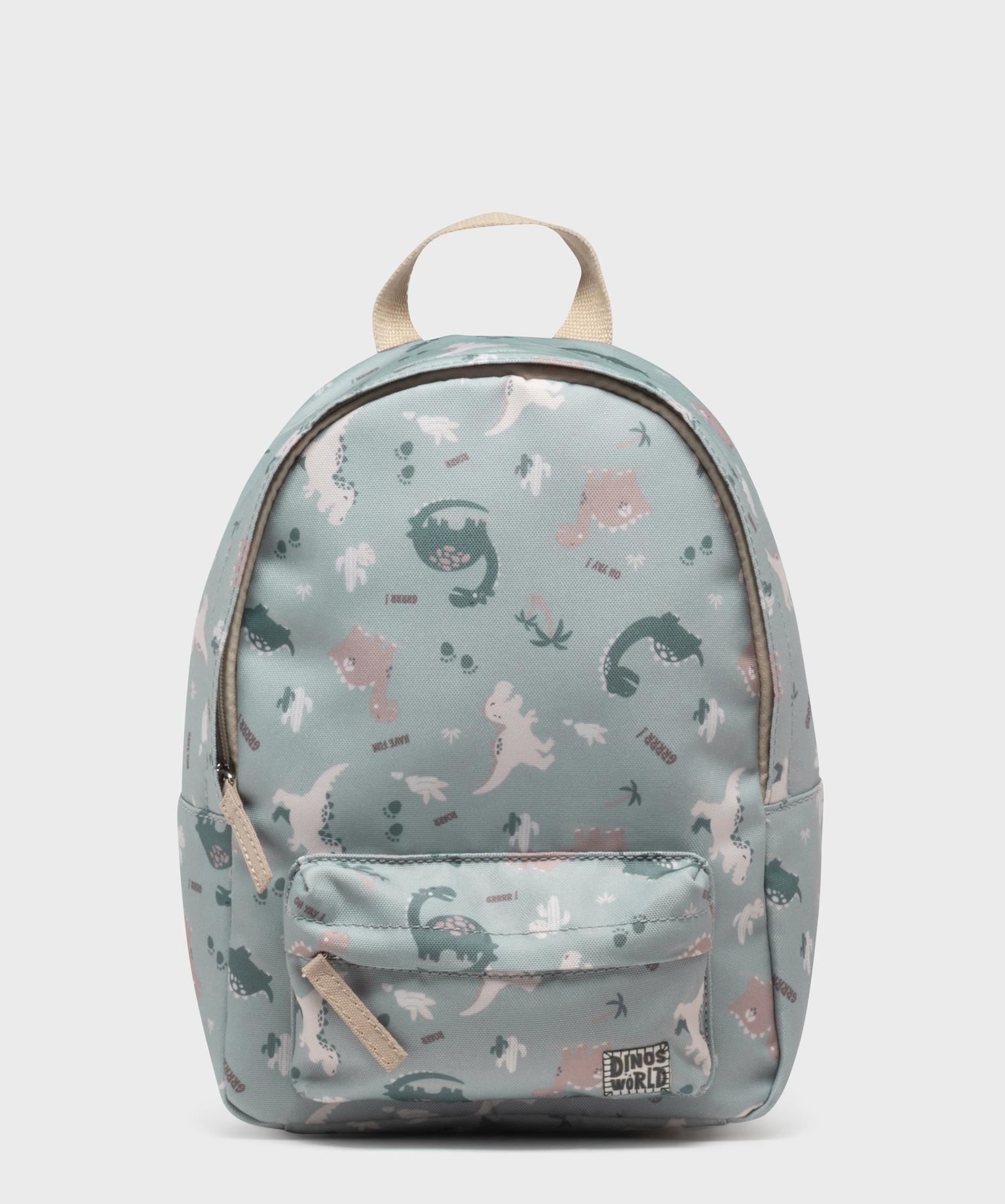 sac a dos en toile motifs dinosaures fille bleu