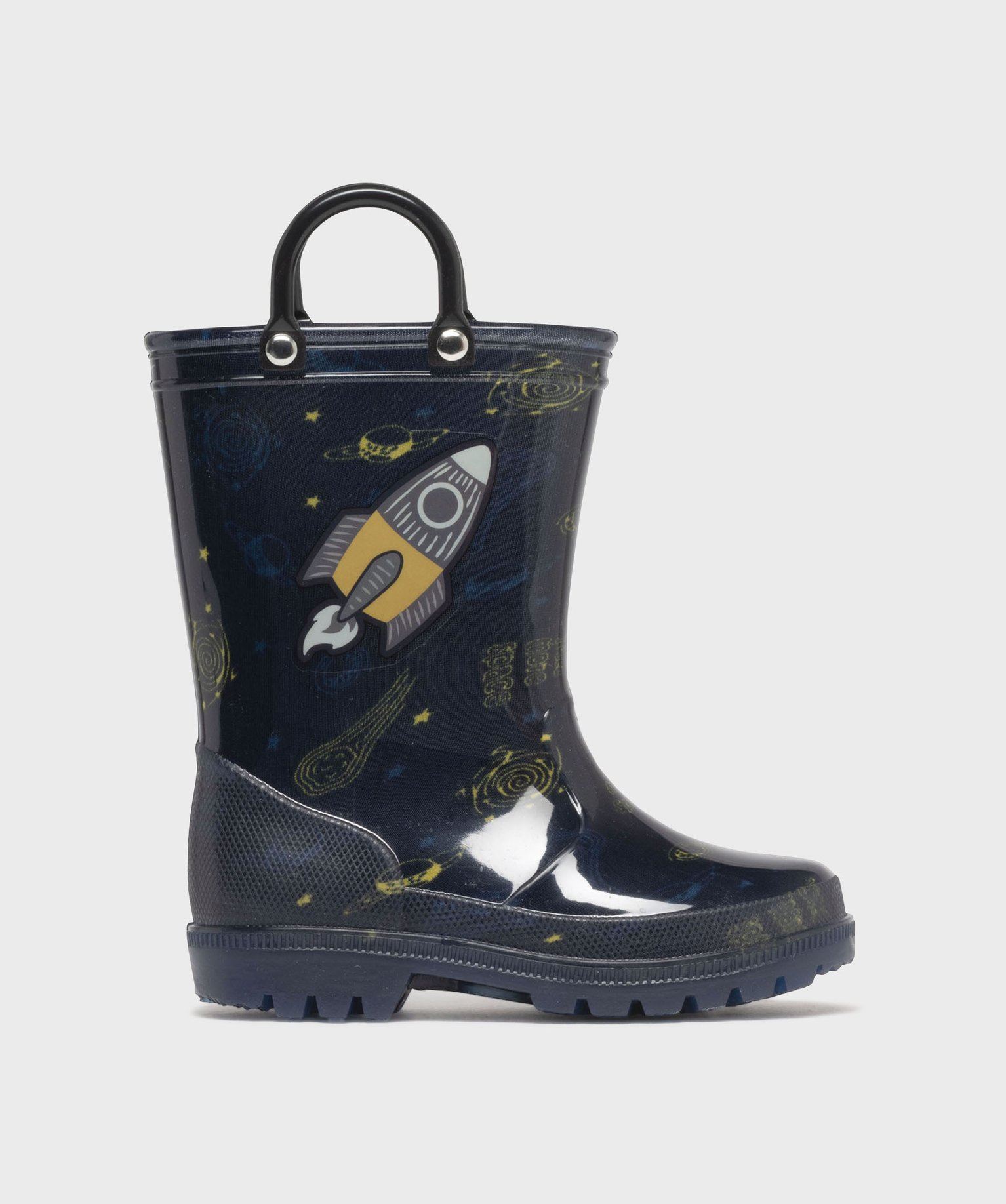 bottes de pluie imprimee a anses et semelle crantee garcon bleu