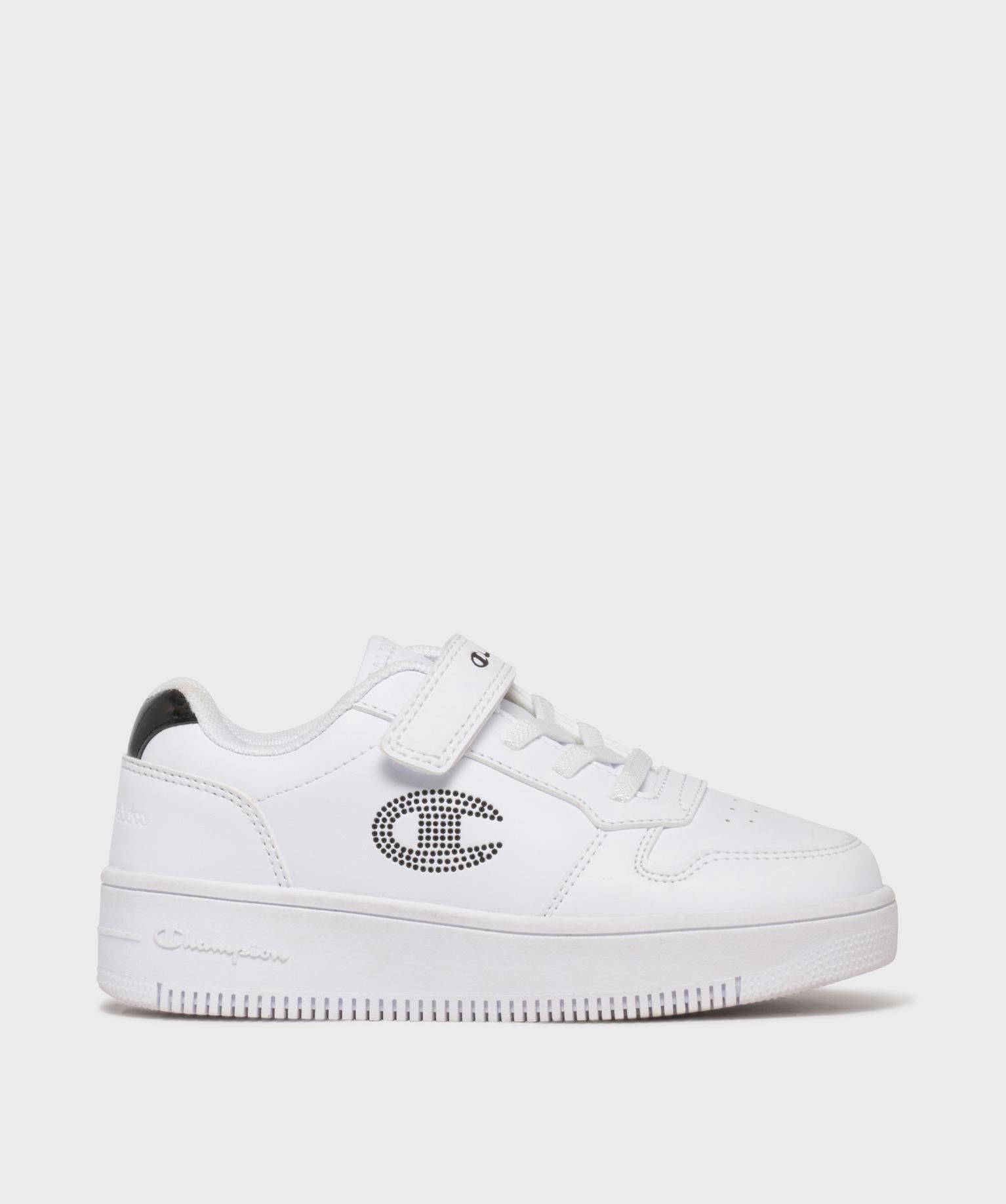 baskets basses a strass et scratch fille - champion blanc standard baskets