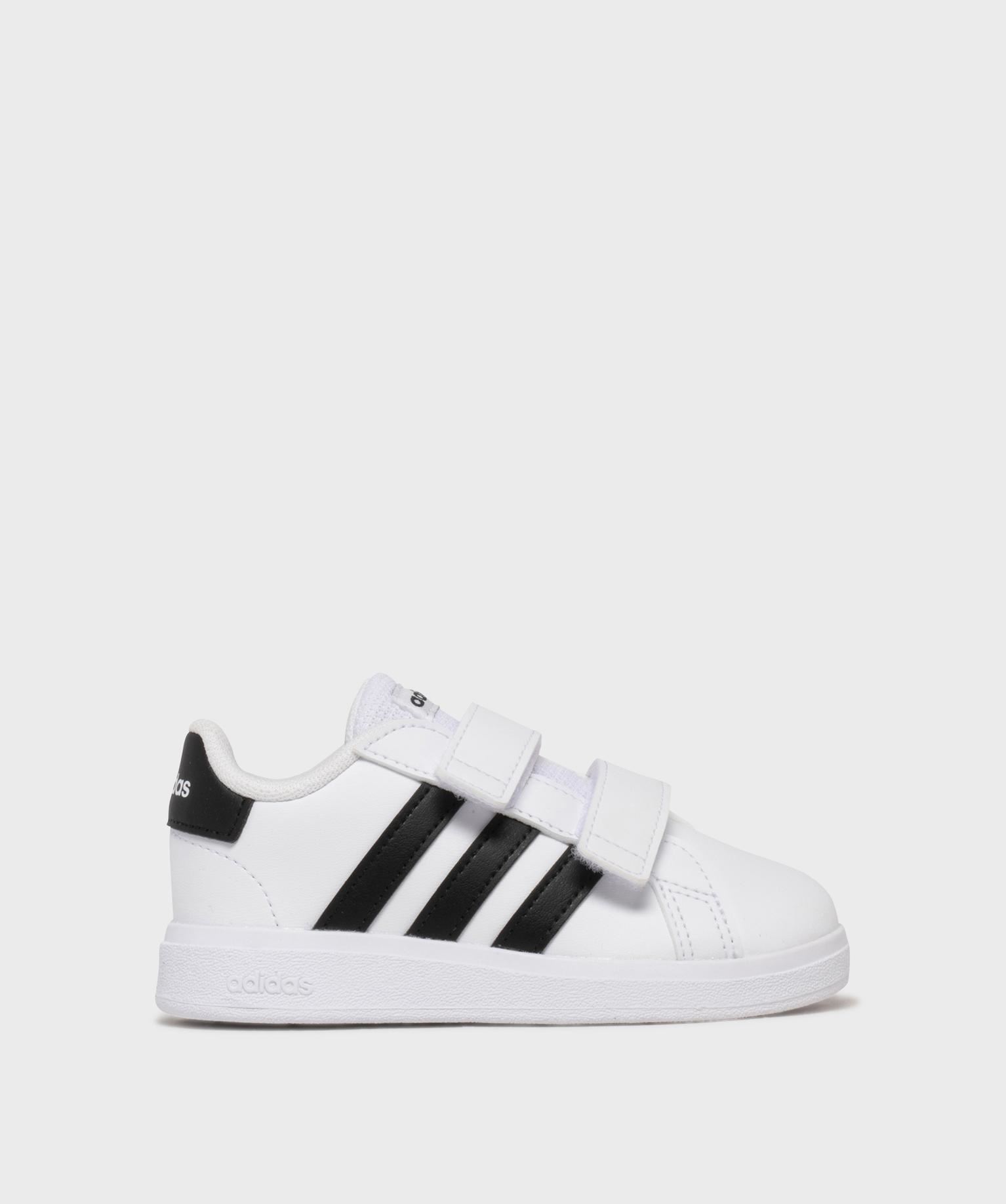 baskets grand court 2.0 fermeture scratch bebe - adidas blanc standard baskets