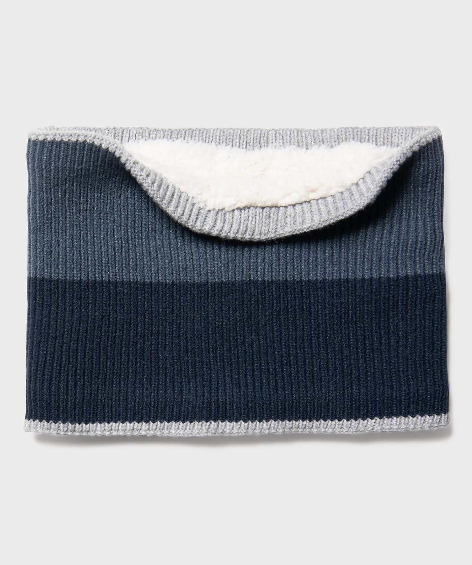 tour de cou tricolore en maille double sherpa garcon bleu standard