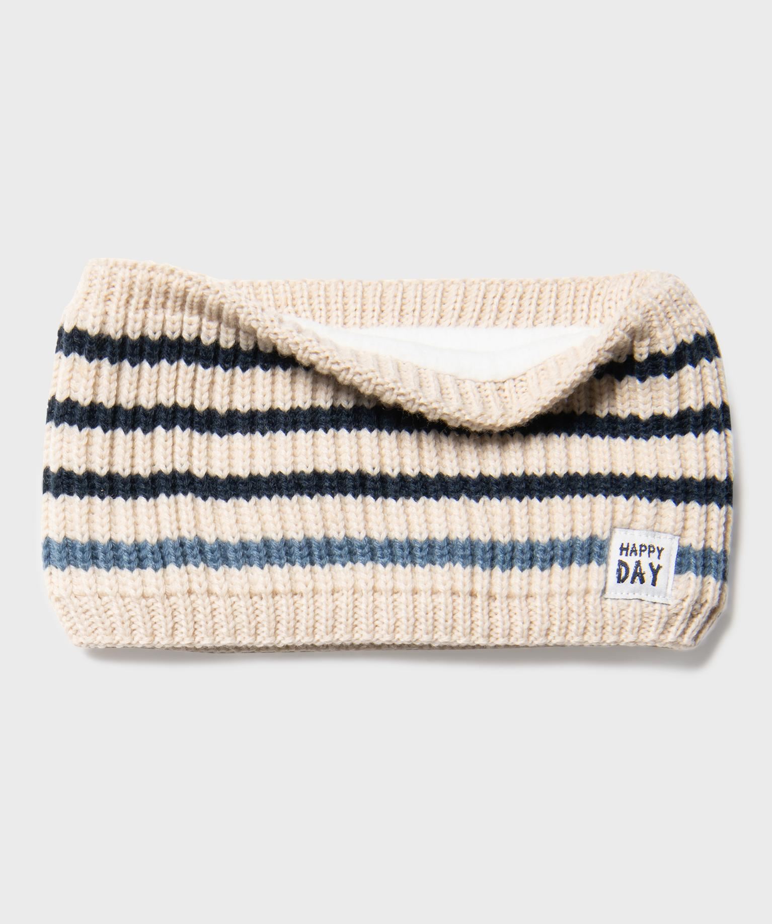 tour de cou raye double polaire bebe garcon beige standard