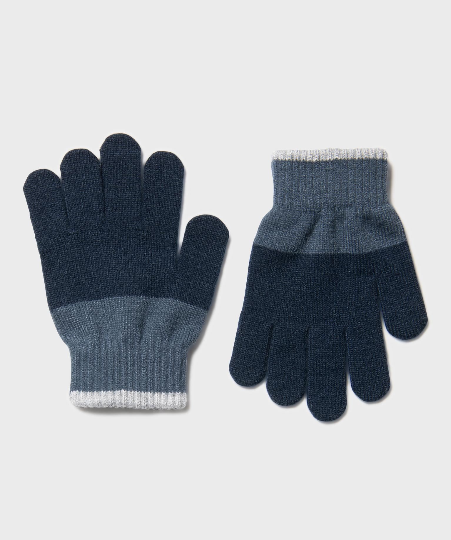 gants en maille tricolores garcon bleu standard
