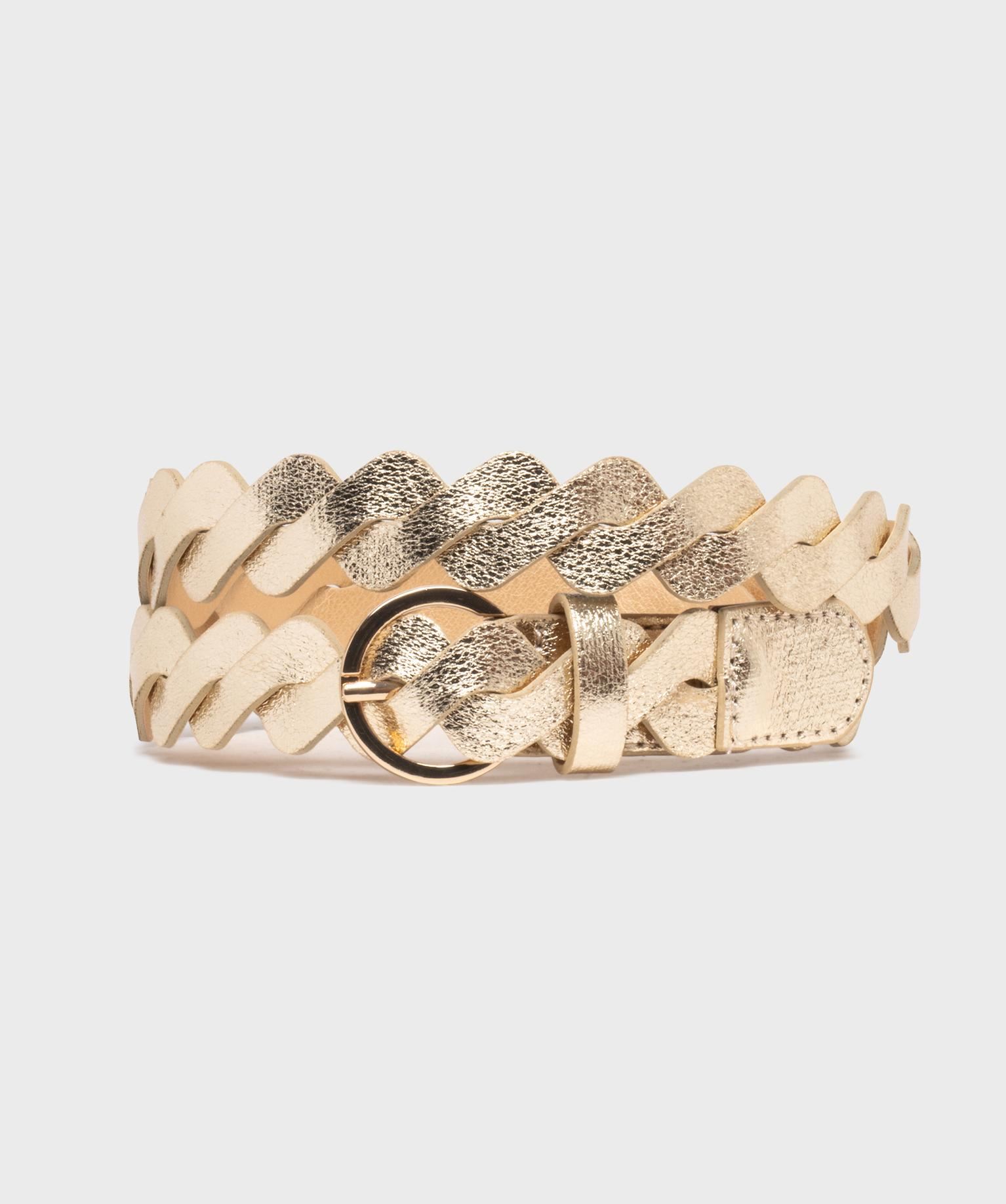 ceinture tressee en matiere metallisee fille dore