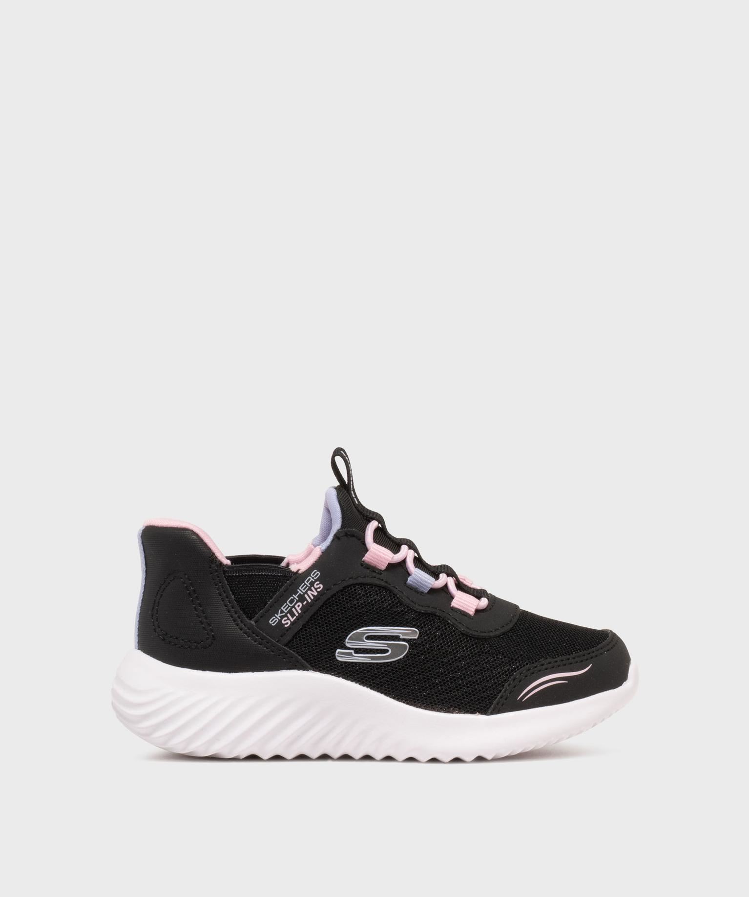 baskets en toile pailletee faciles a enfiler fille - skechers noir standard baskets