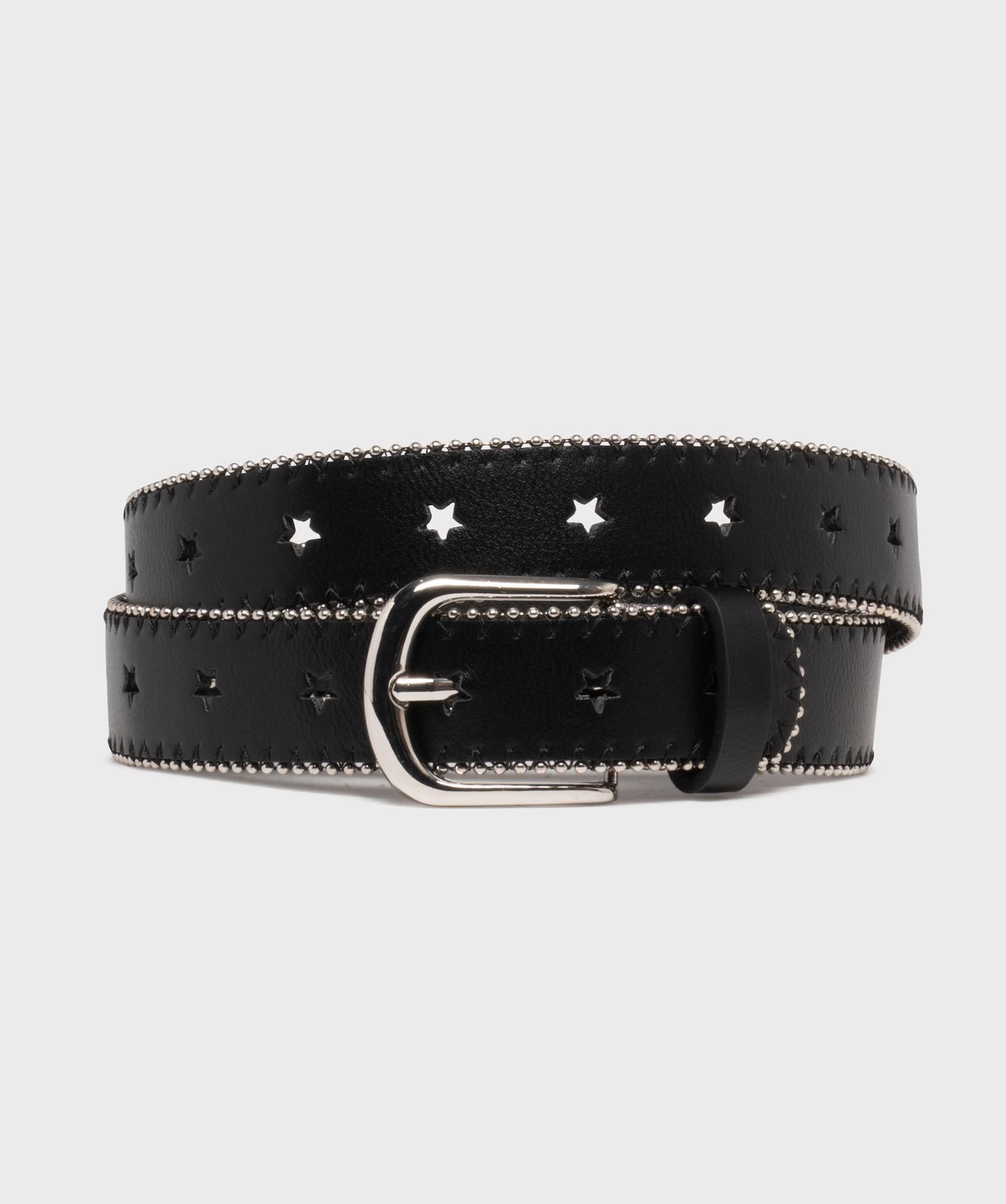 ceinture avec perforations etoiles et perles metalliques fille noir standard