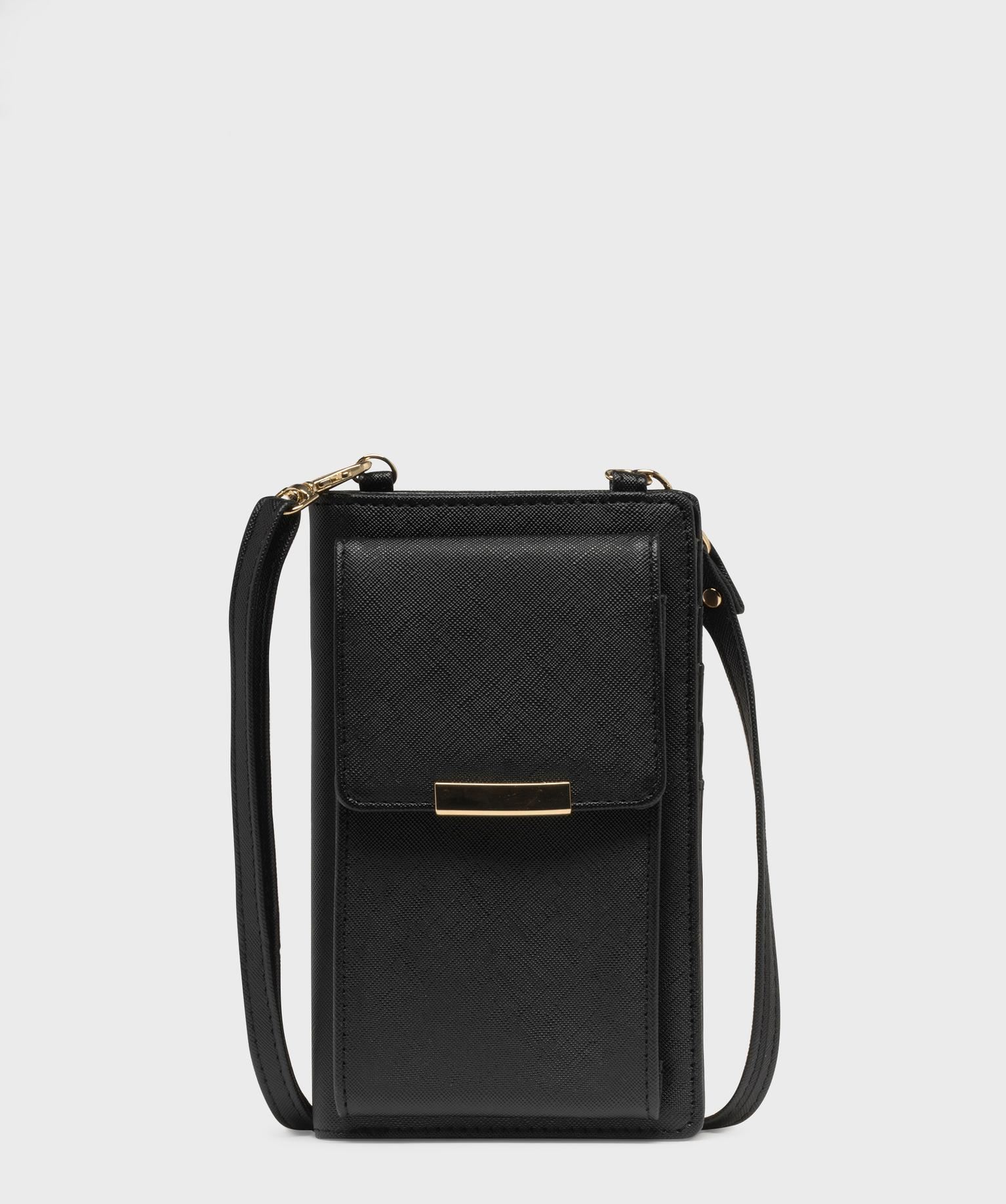pochette smartphone et portefeuille 2-en-1 femme noir standard porte-monnaie et portefeuilles