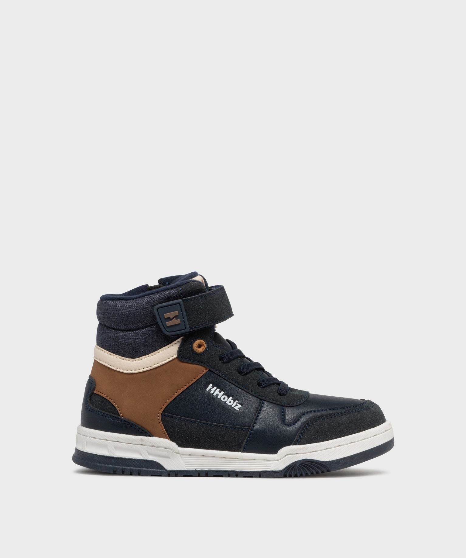 baskets montantes multimatieres fermeture scratch garcon - hobiz bleu baskets