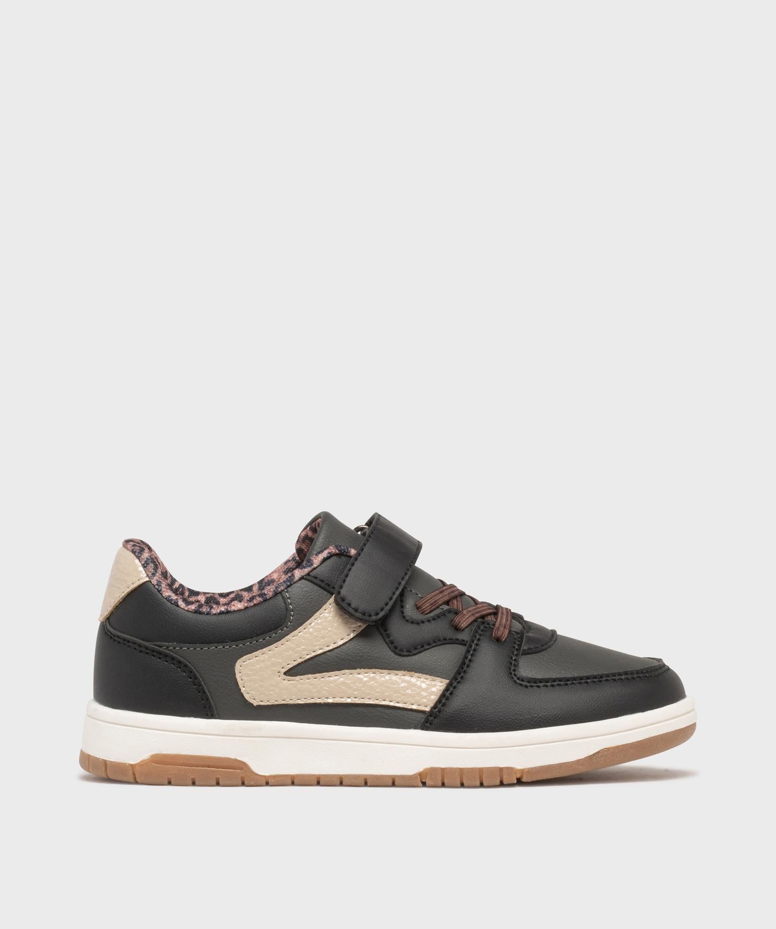 baskets basses multicolores a lacets elastiques et scratch fille - 5 miles noir standard