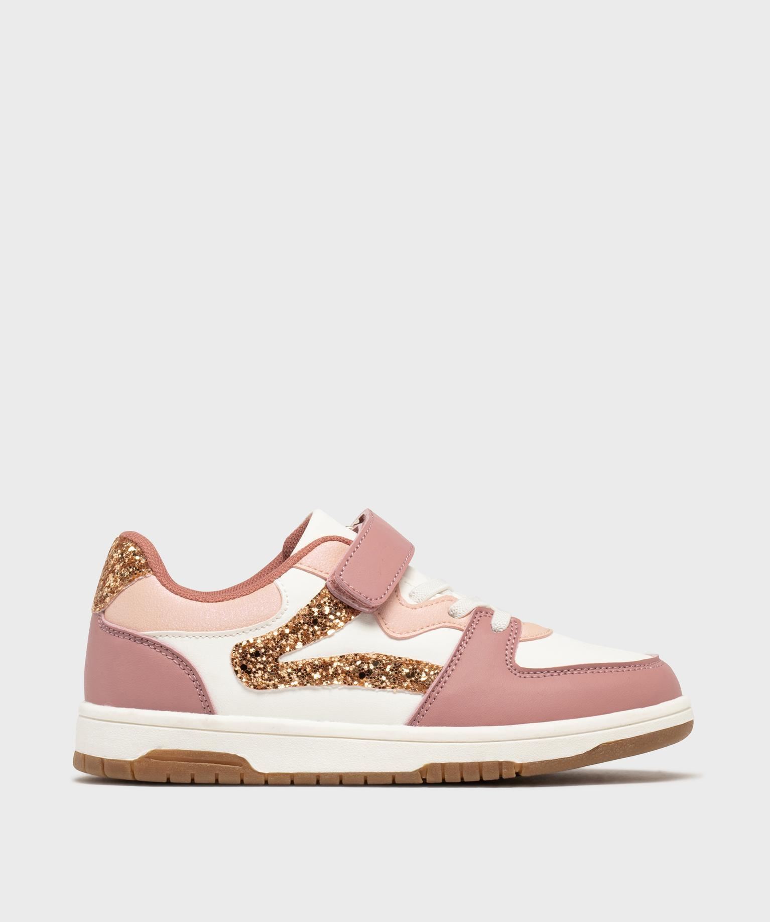 baskets basses multicolores a lacets elastiques et scratch fille - 5 miles rose standard