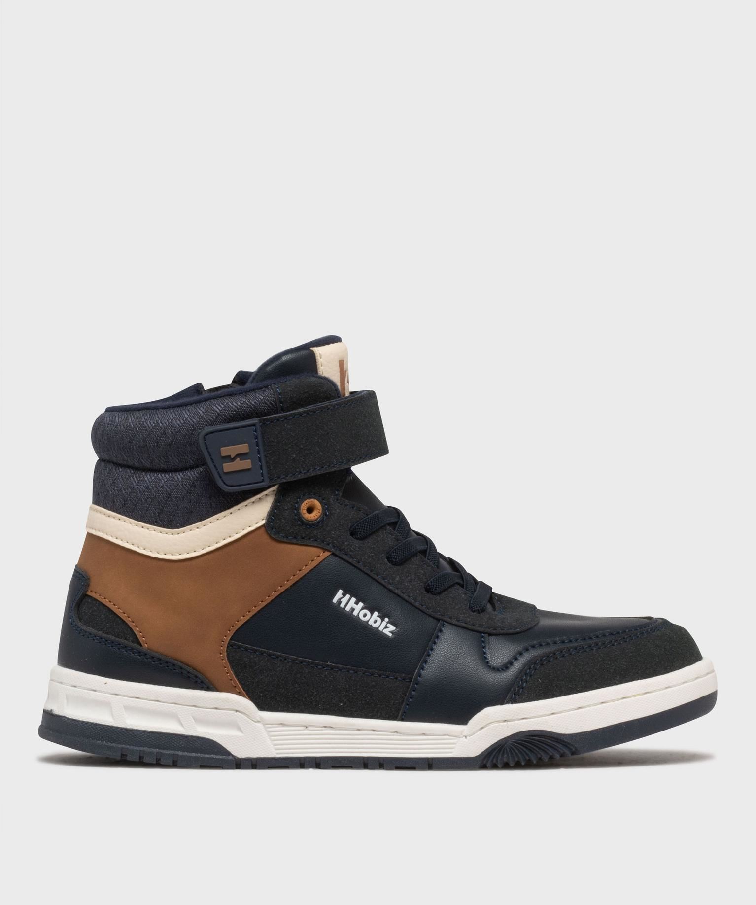 baskets montantes multimatieres fermeture scratch garcon - hobiz bleu baskets