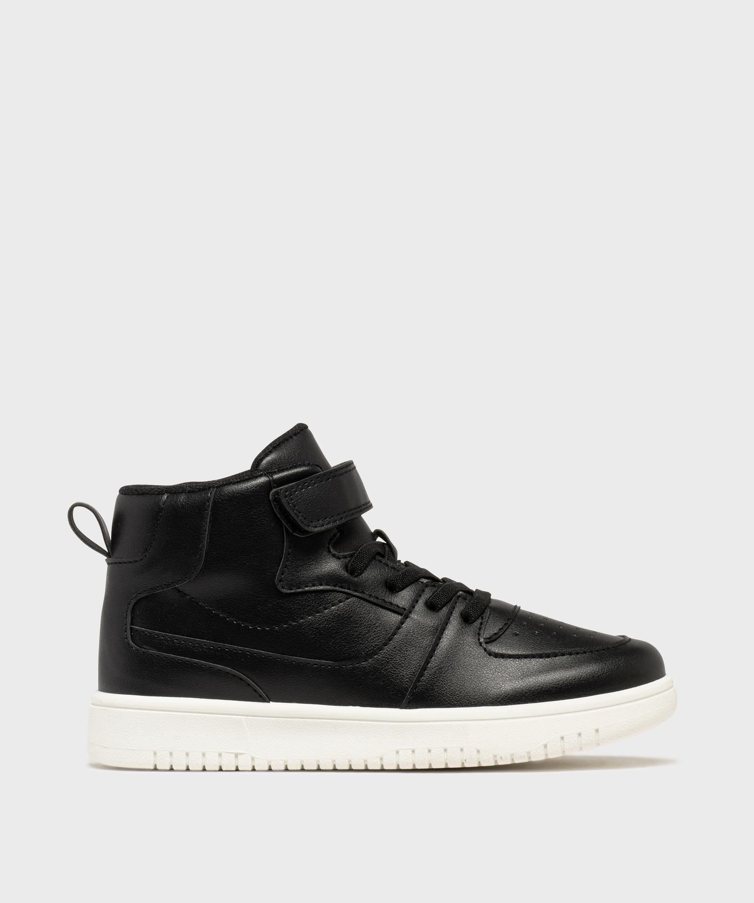 baskets montantes a lacets et scratch garcon noir standard baskets
