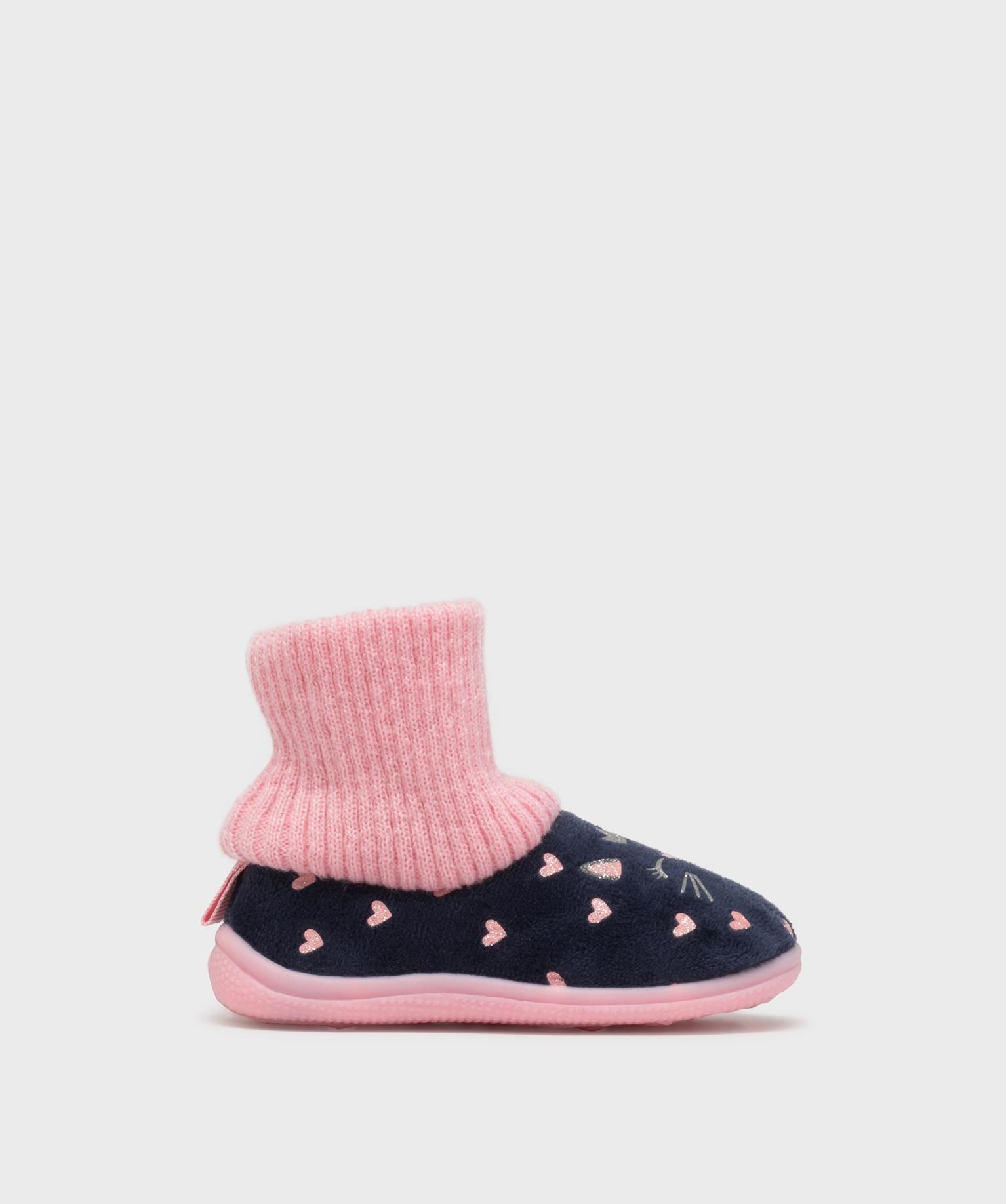 chaussons a motifs scintillants avec tige chaussette bebe fille bleu