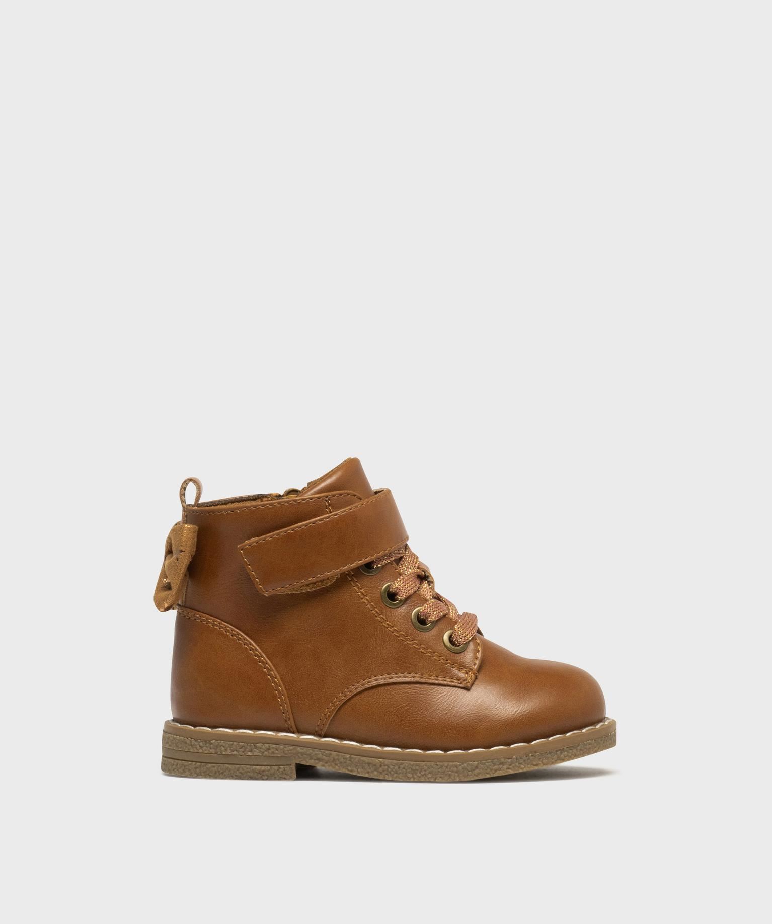 boots zippees a lacets pailletees et nœud bebe fille marron standard bottes et chaussures montantes
