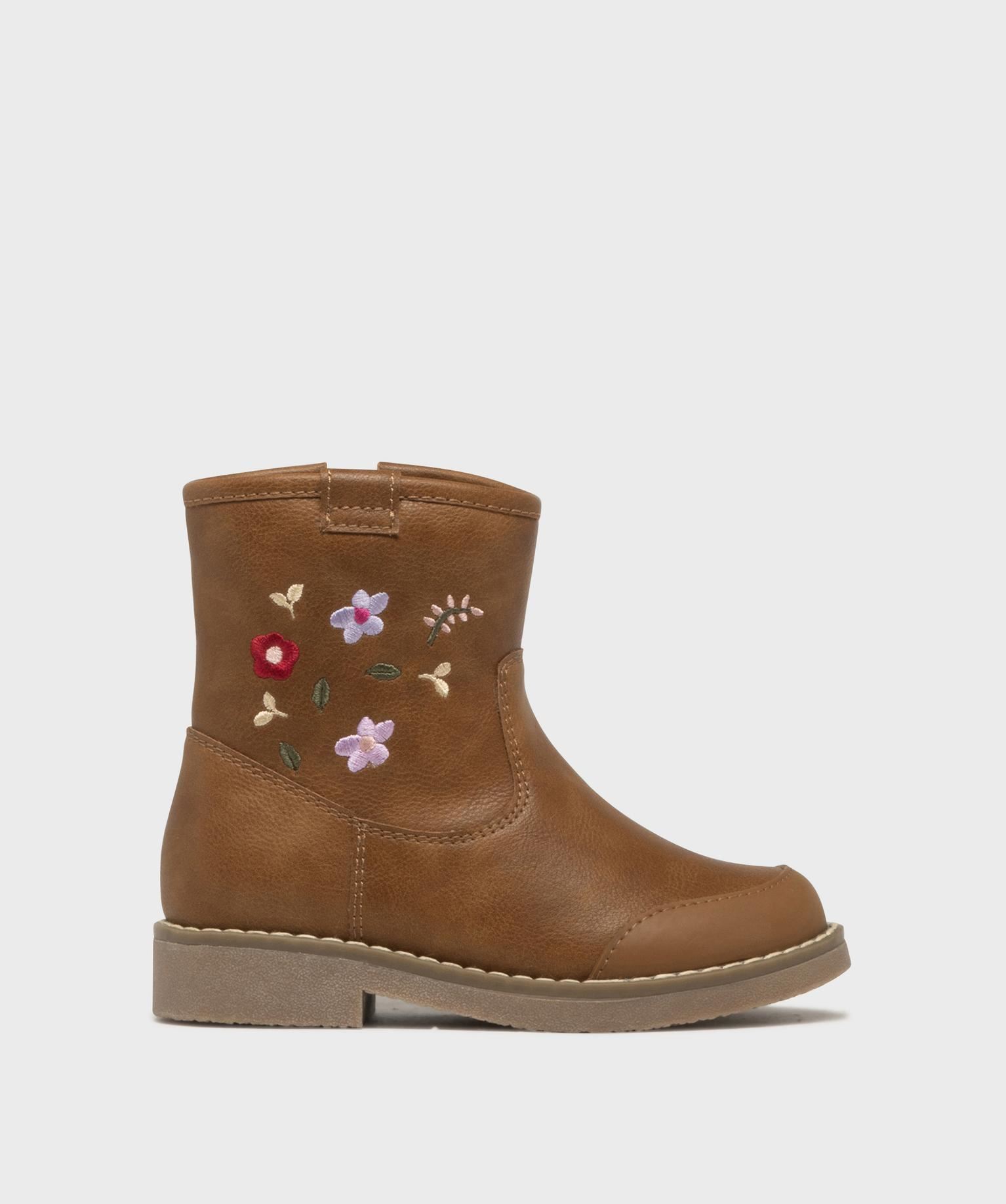 boots avec motifs fleuris brodes fille - lovely wings marron standard