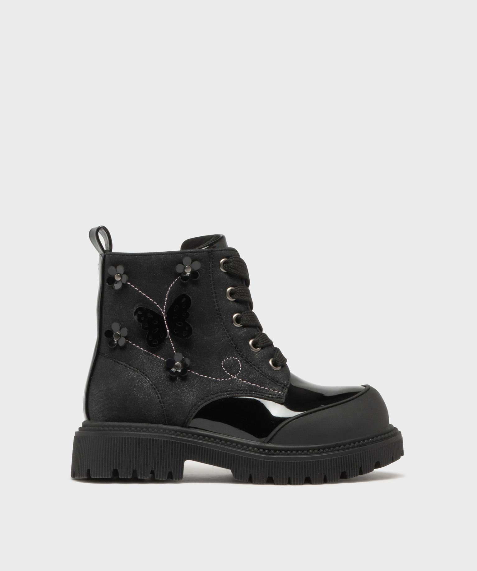 bottines bi-matieres avec motifs en relief fille - lovely wings noir standard