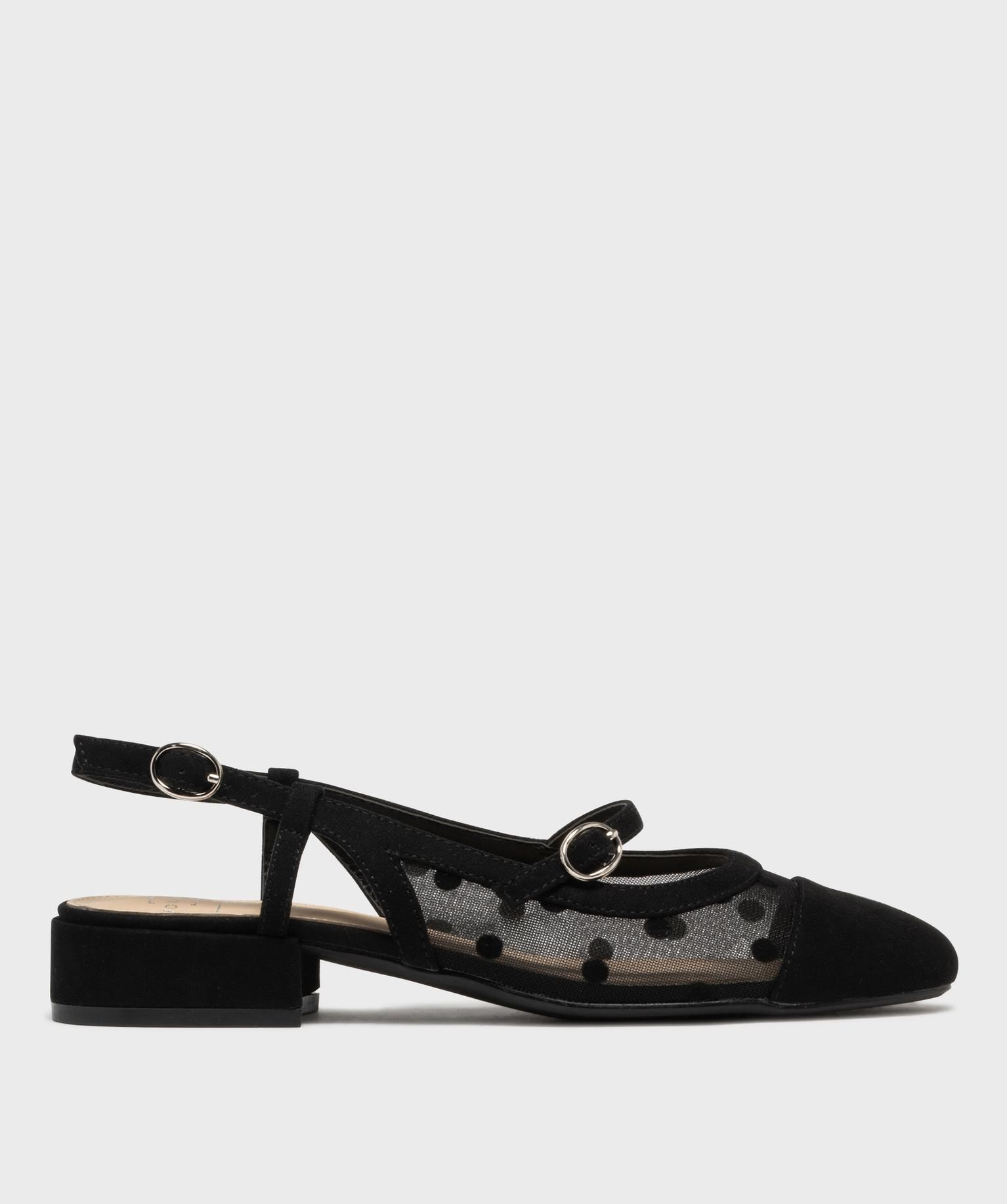 escarpins sling-back en resille a talon plat femme - follow me noir standard