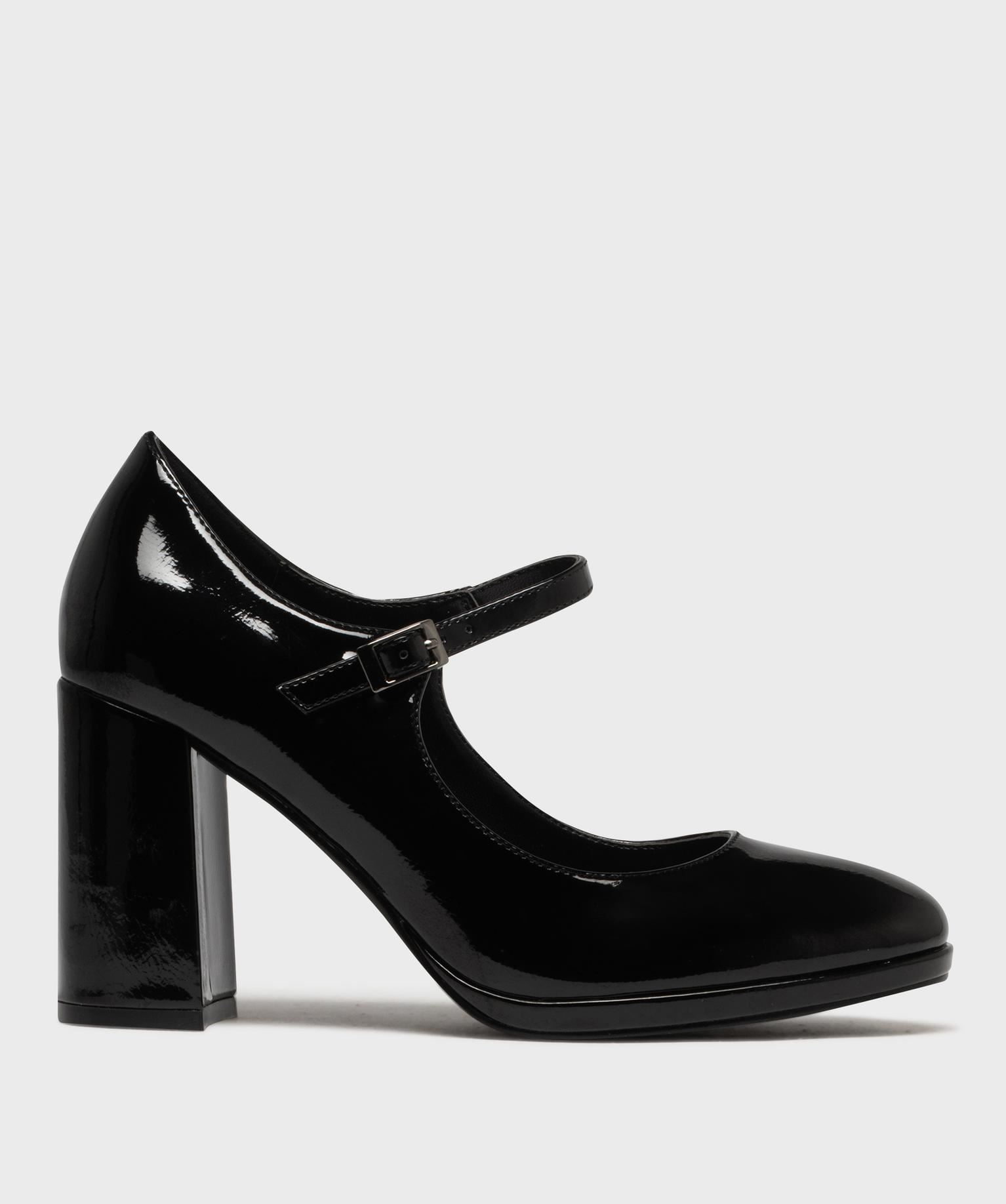 escarpins vernis a brides avec talon bloc femme - follow me noir standard