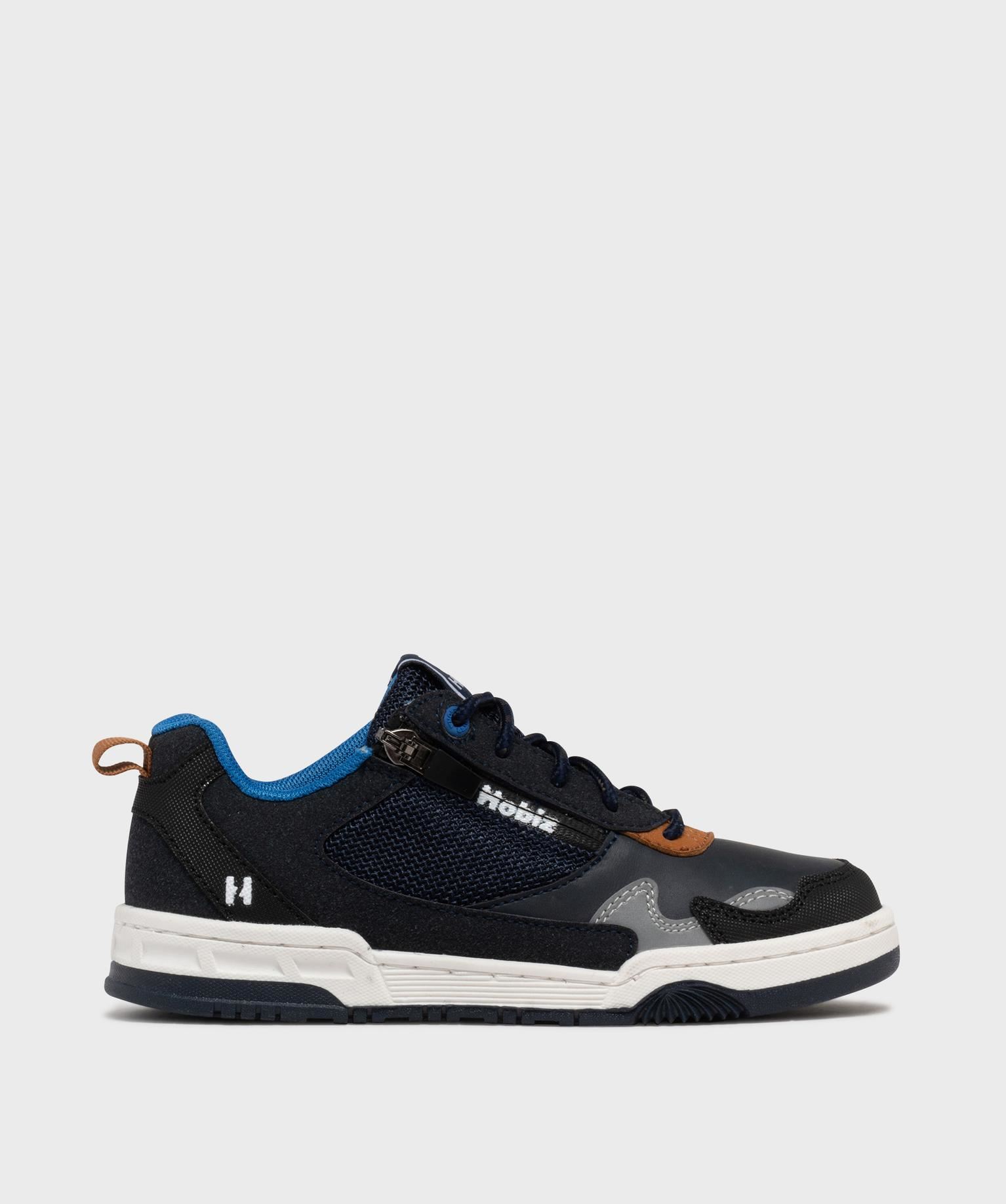 baskets basses a lacets et zip garcon - hobiz bleu baskets