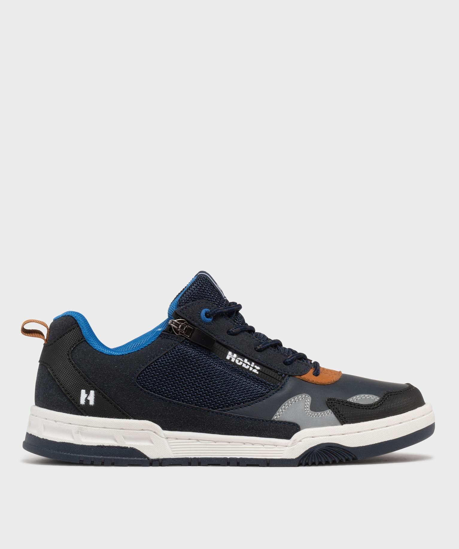 baskets basses a lacets et zip garcon - hobiz bleu baskets