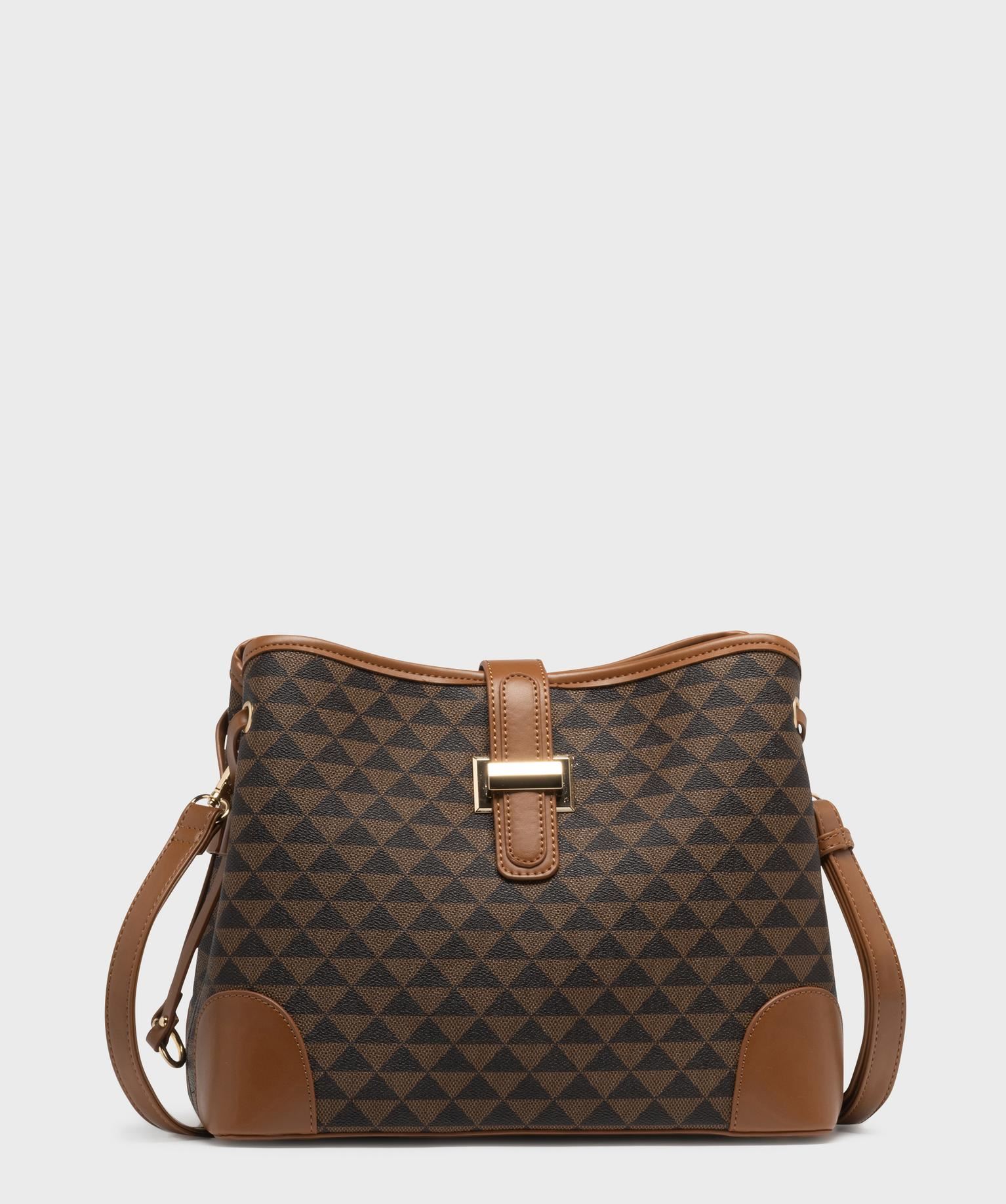 sac besace multicompartiment a bandouliere amovible femme marron fonce sacs a main