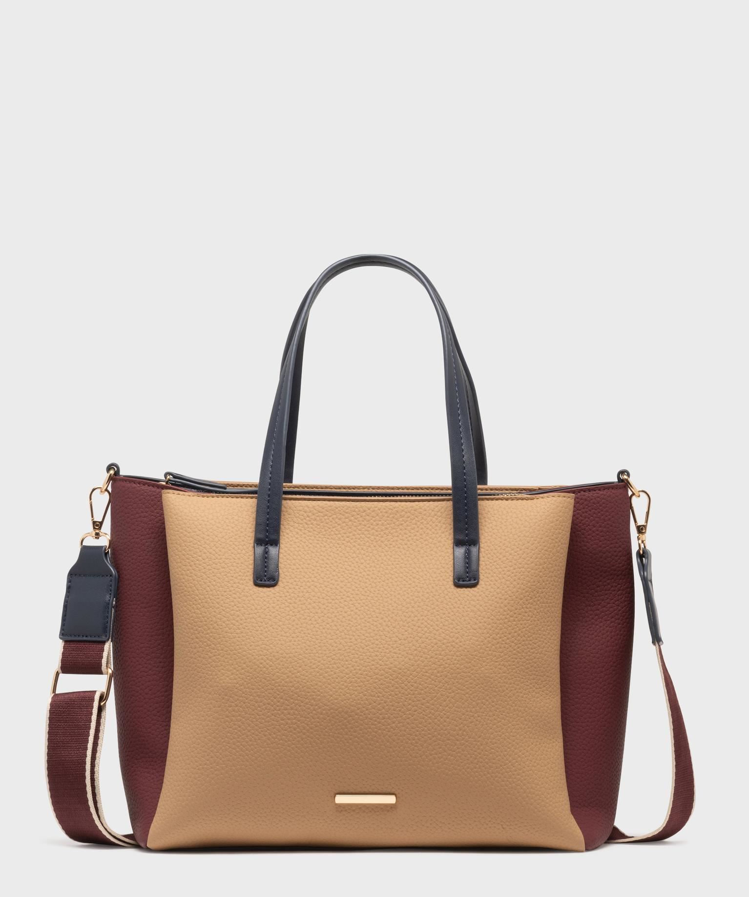 sac tricolore a bandouliere amovible femme beige sacs a main