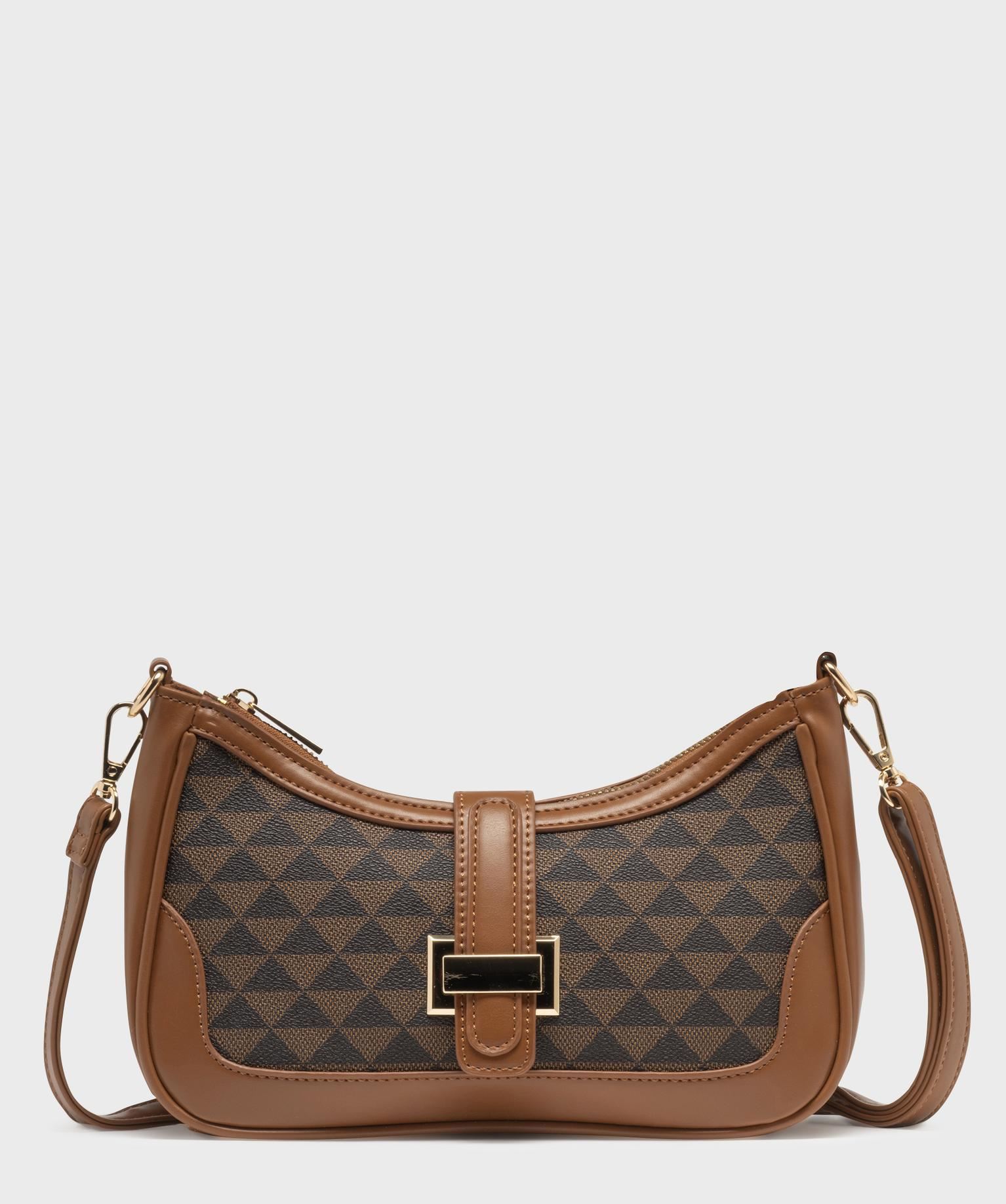 sac a main compact forme banane a bandouliere amovibe femme marron fonce sacs bandouliere