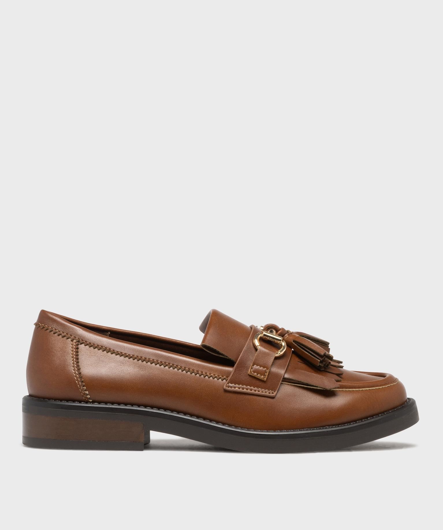 mocassins avec bride metallique et patte mexicaine femme - follow me marron standard mocassins