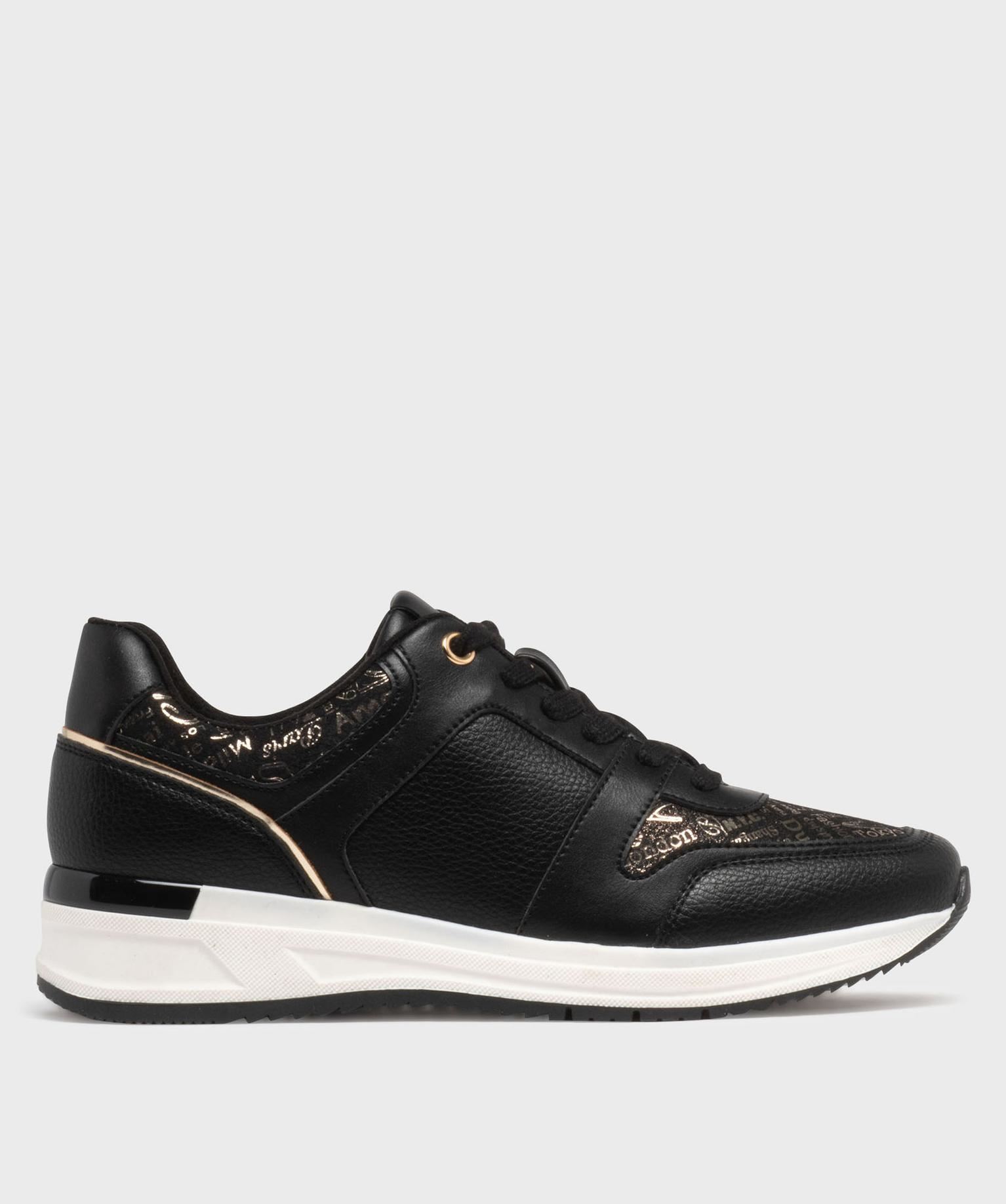 baskets a talon compense et details brillants femme noir standard