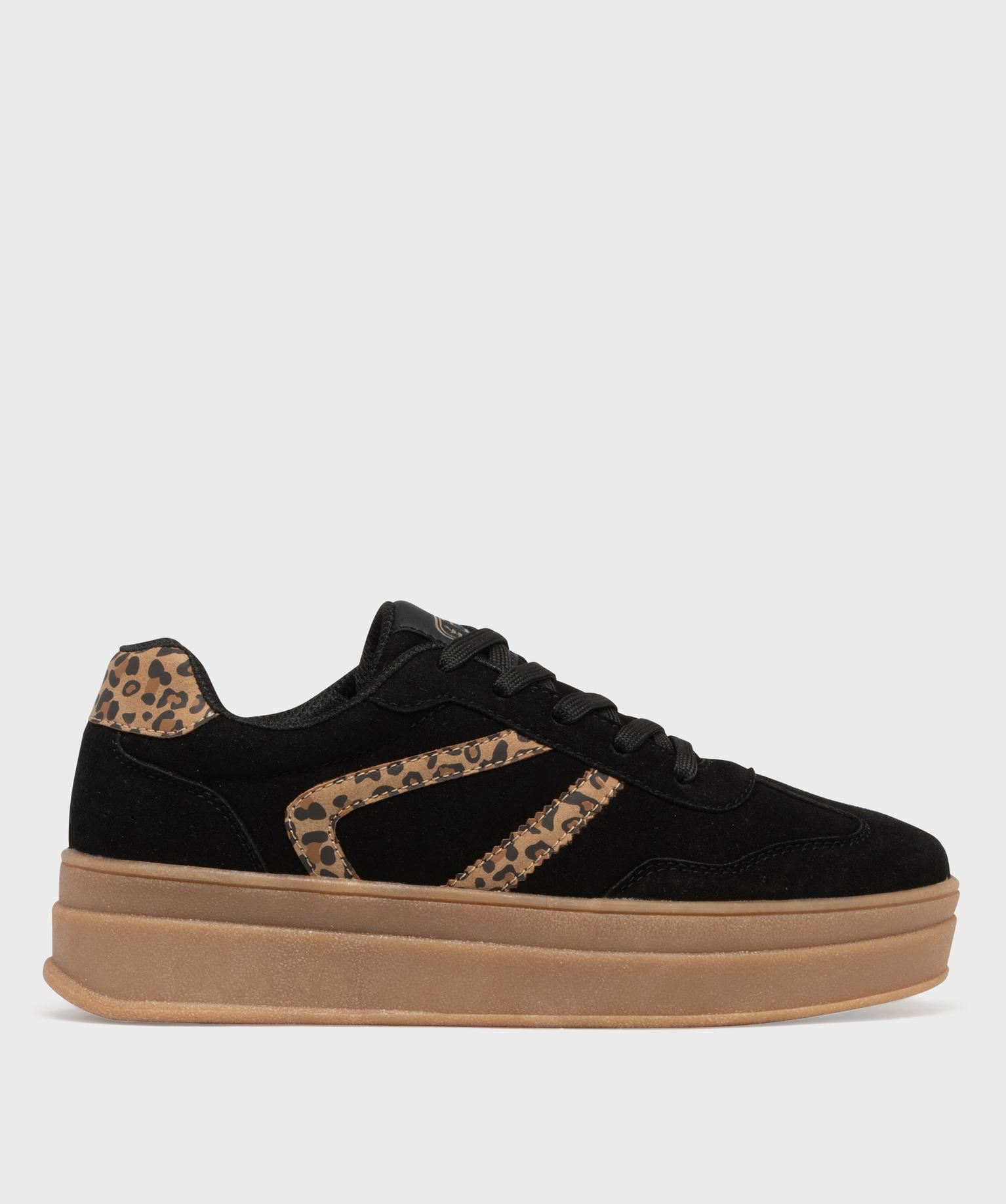 baskets a plateforme avec patchs fantaisie femme - 5 miles noir standard