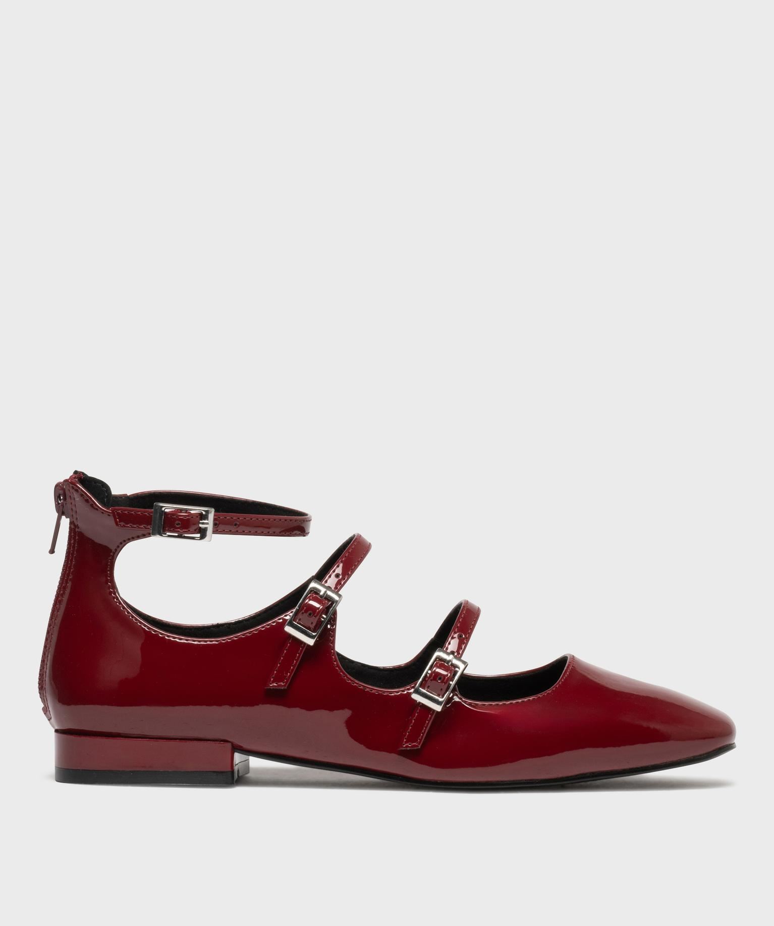 ballerines vernies avec brides et zip au talon femme - follow me rouge ballerines