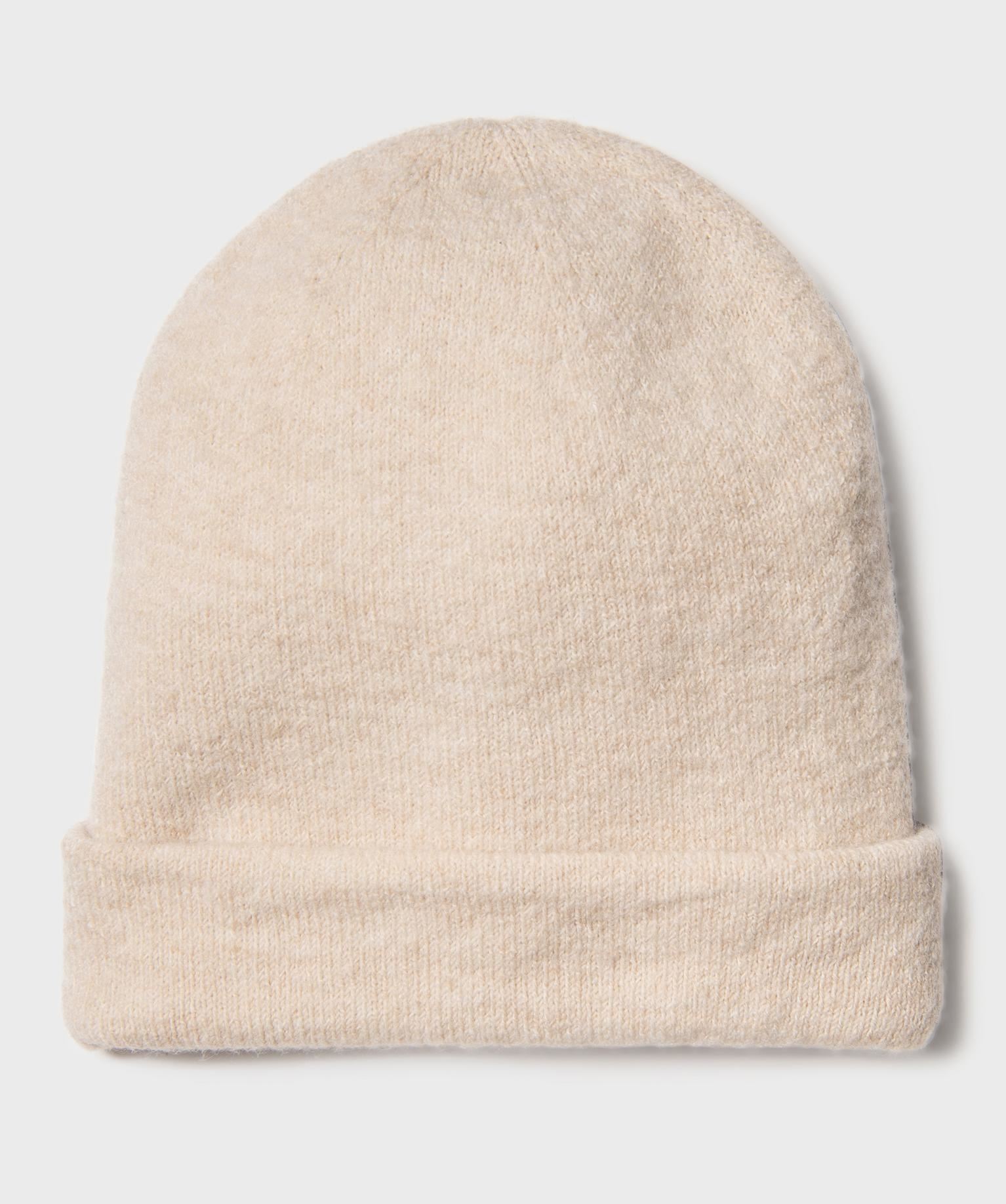 bonnet uni a revers femme beige