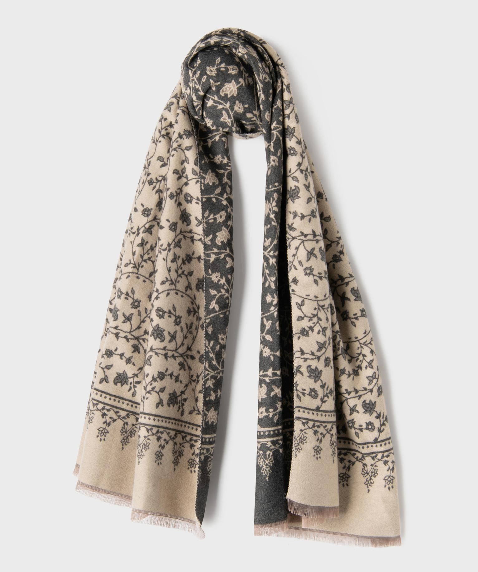 echarpe a motifs fleuris femme brun