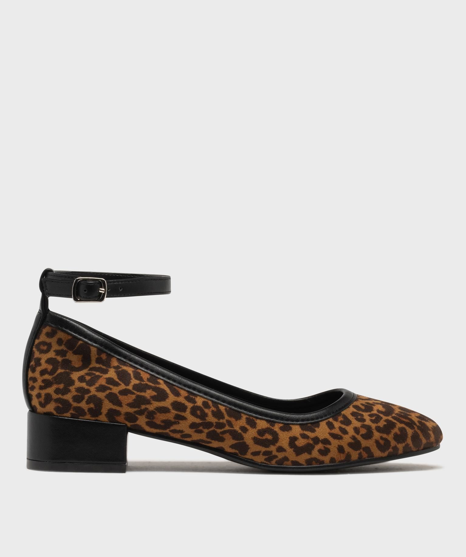 ballerines motif leopard a petit talon femme - follow me brun