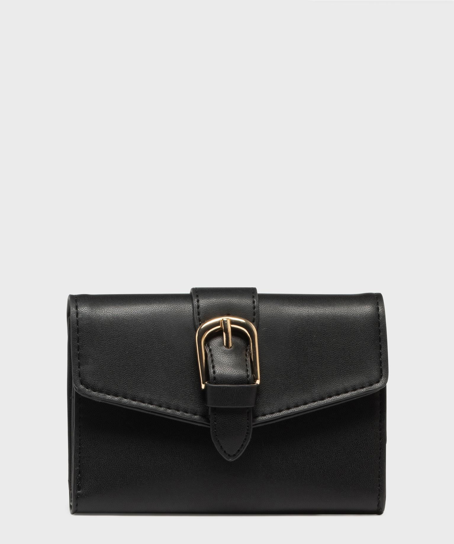 porte monnaie a rabat avec bijou metallique femme noir standard porte-monnaie et portefeuilles