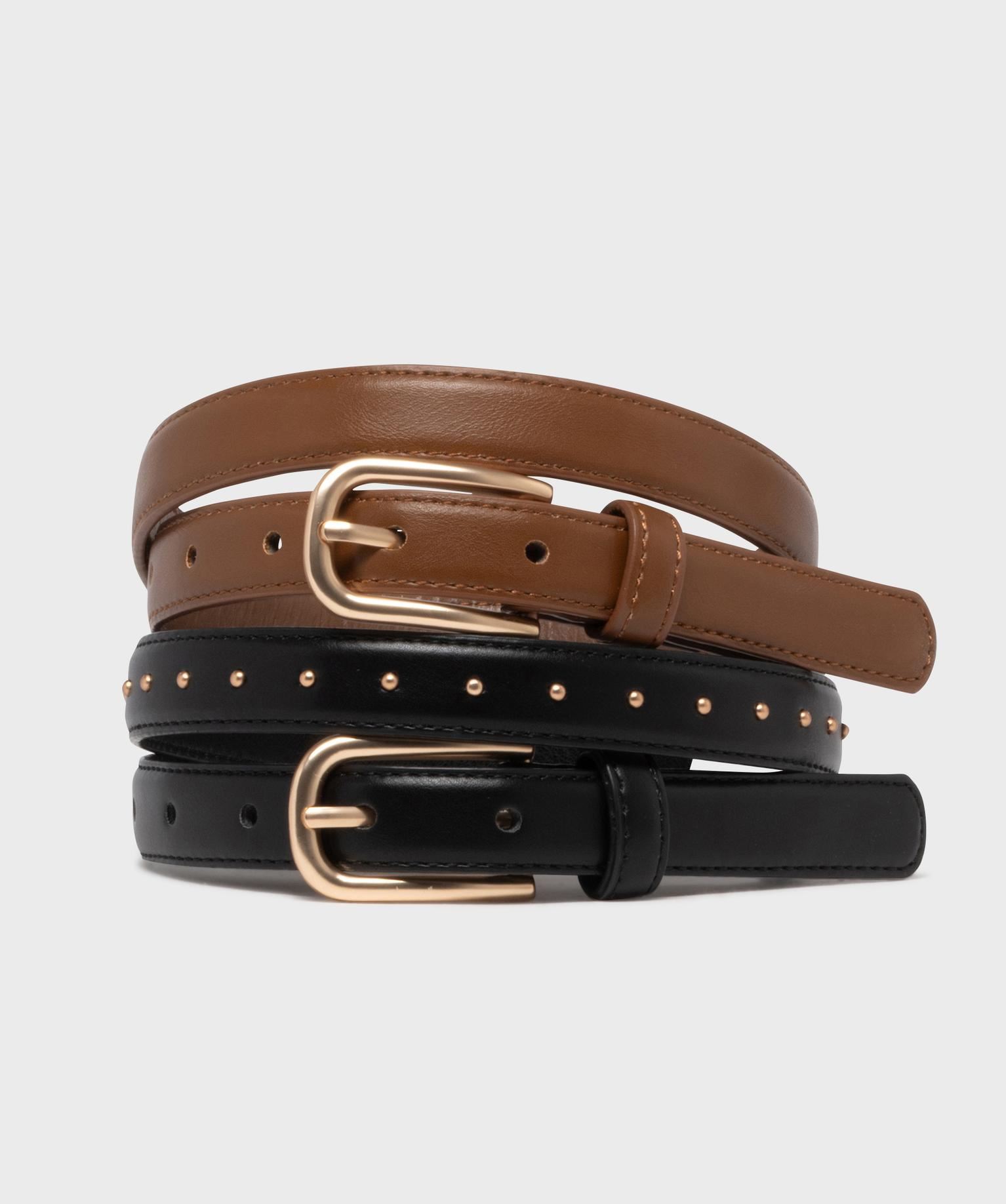 ceinture fine femme (lot de 2) noir standard