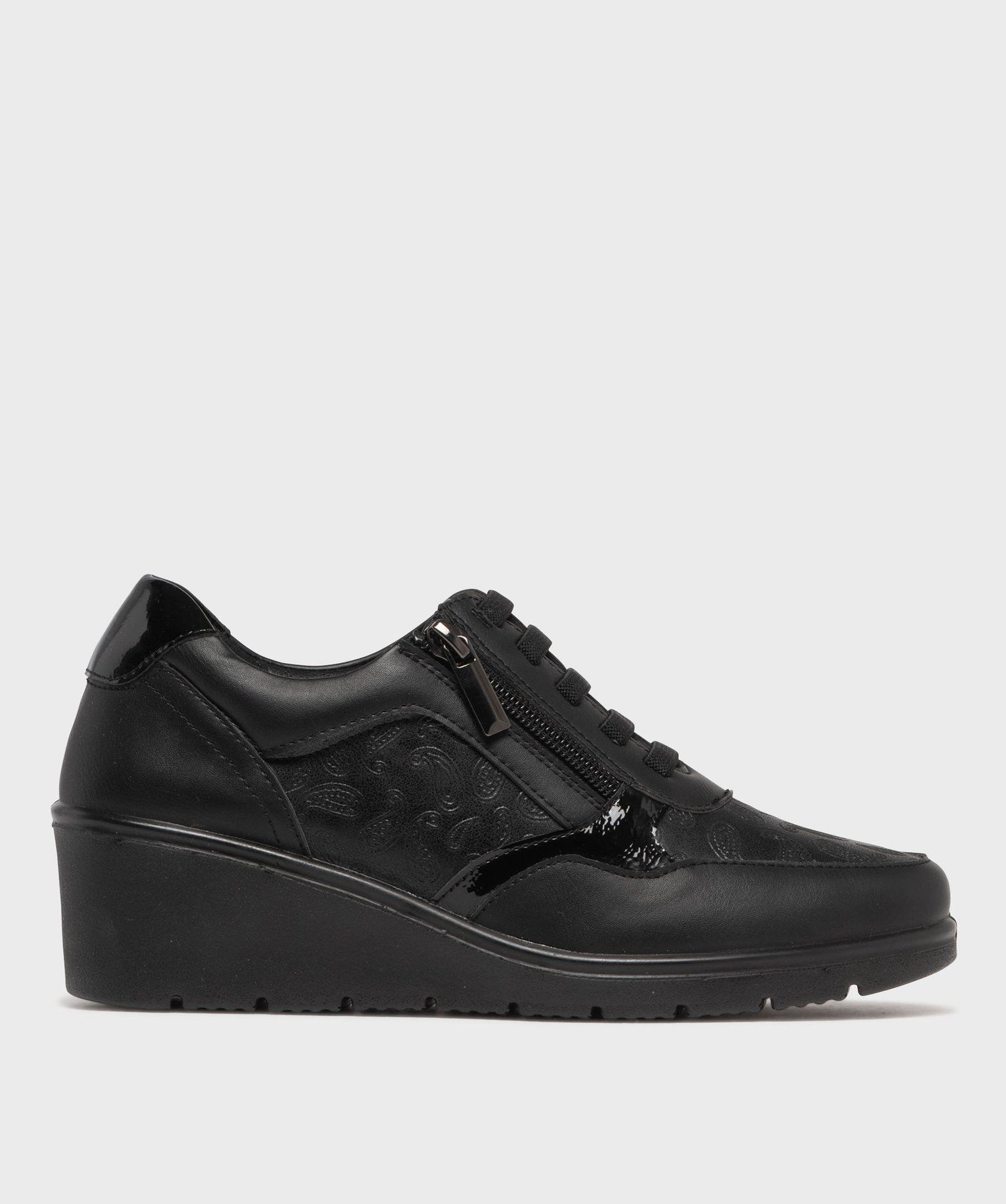 baskets confort a talon compense femme noir standard derbies