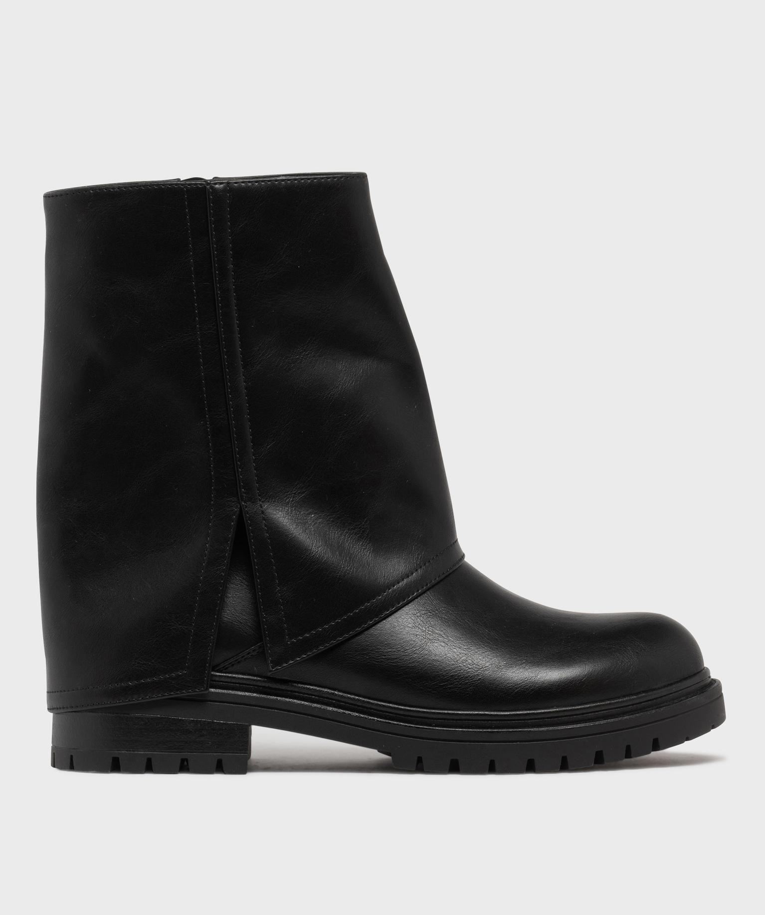 boots zippees a semelle crantee et tige a revers femme noir standard