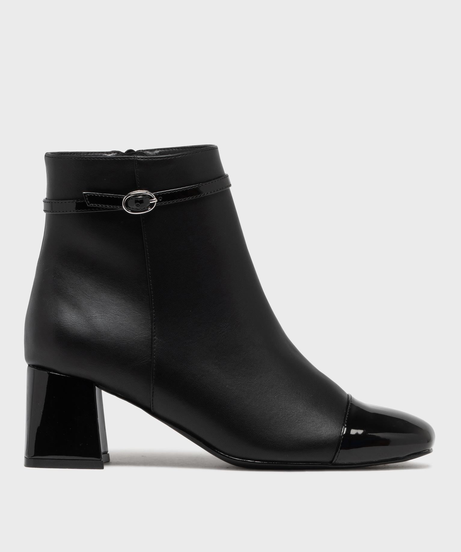 boots zippees a bout carre et talon trapeze femme noir vif